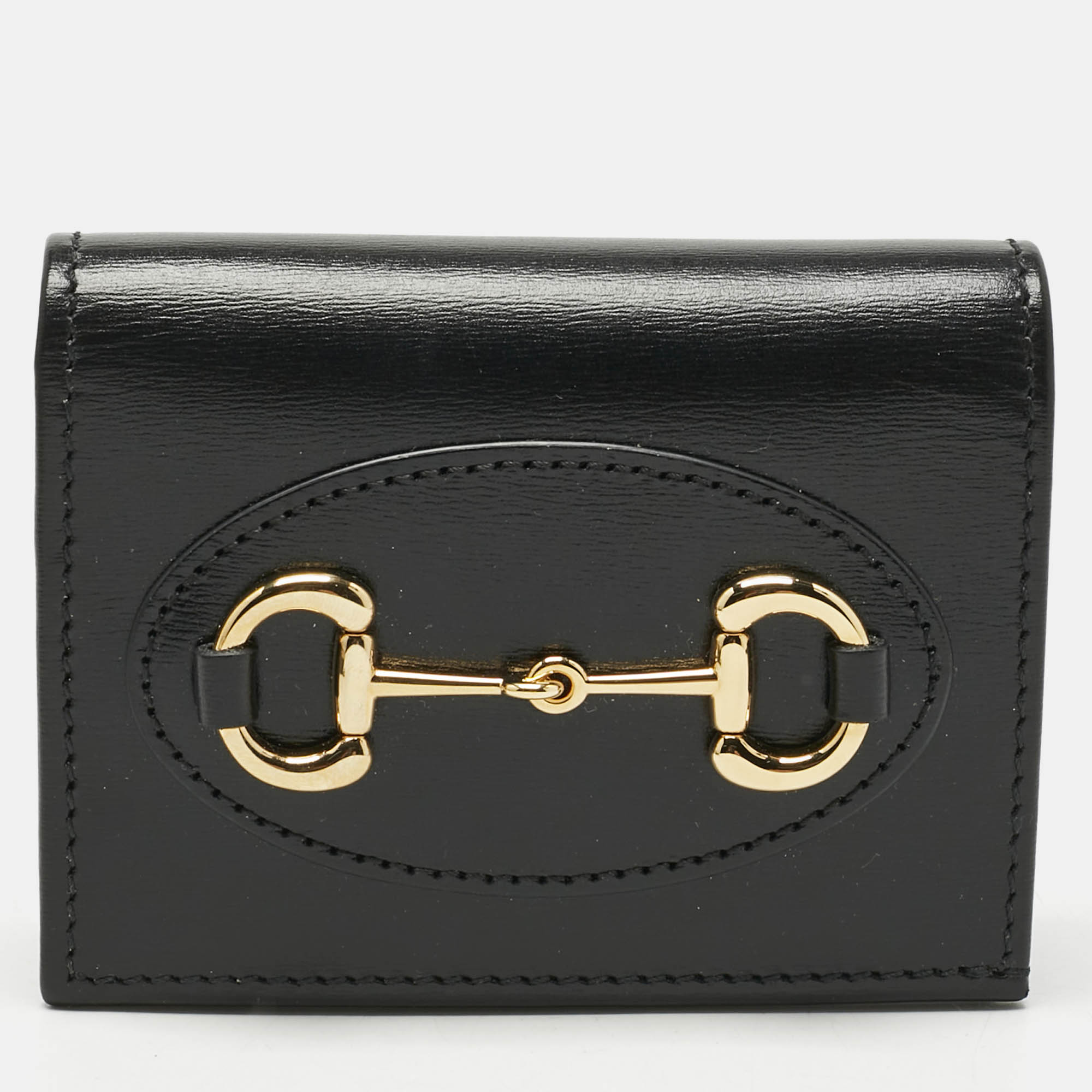 

Gucci Black Leather Horsebit 1955 Flap Card Case