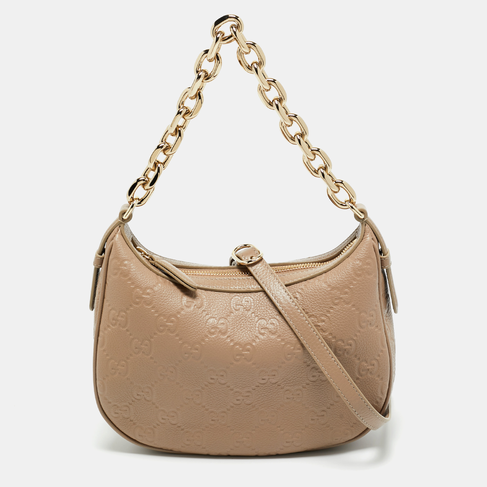 

Gucci Beige Guccissima Leather Medium GG Emblem Shoulder Bag