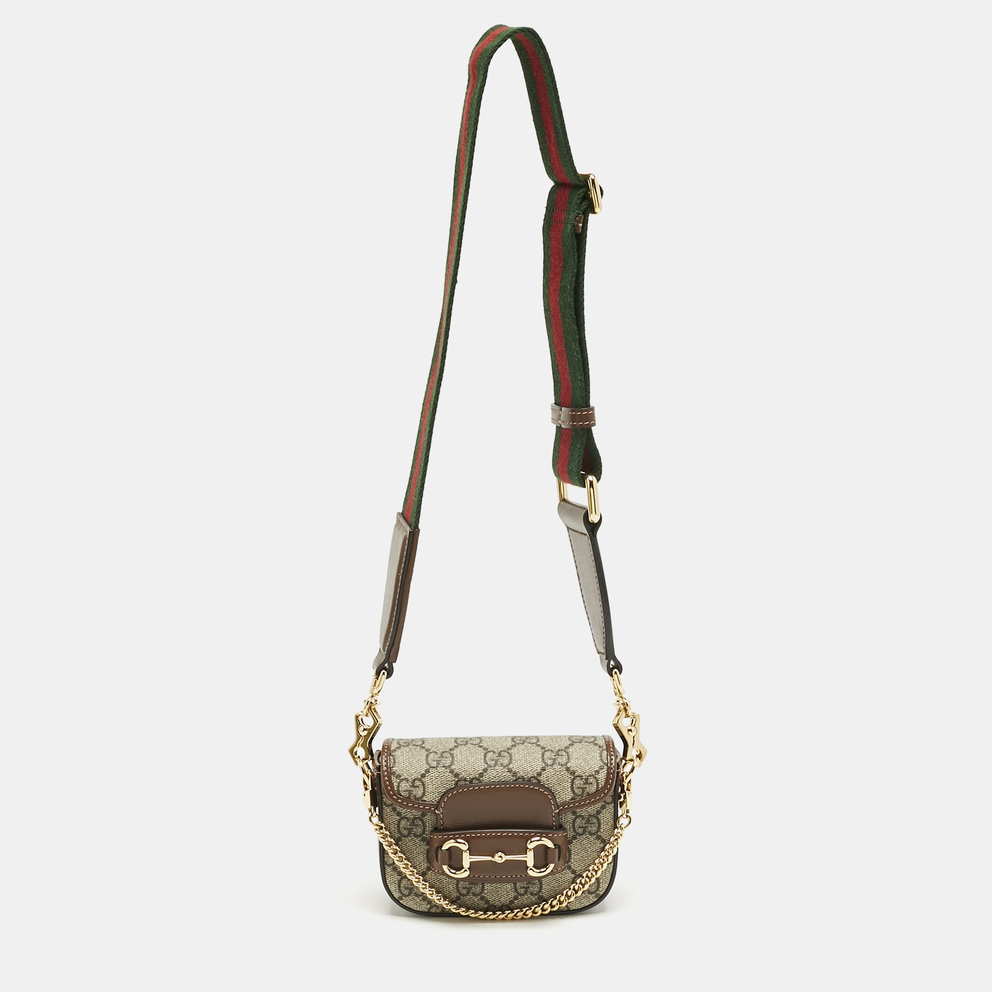 

Gucci Beige/Brown GG Supreme Canvas and Leather Mini Horsebit 1955 Crossbody Bag