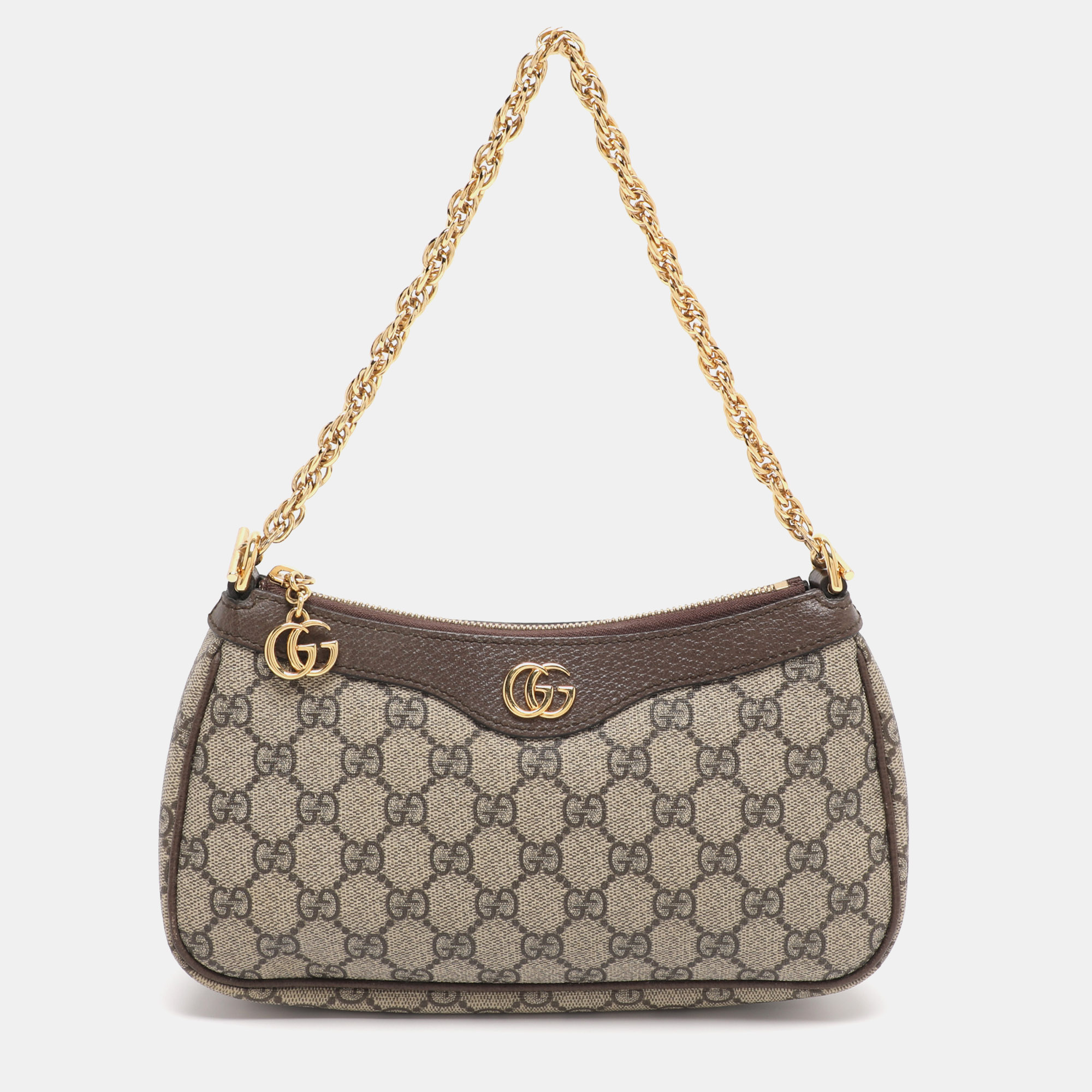 

Gucci Beige GG Supreme Canvas and Leather Small Ophidia Shoulder Bag