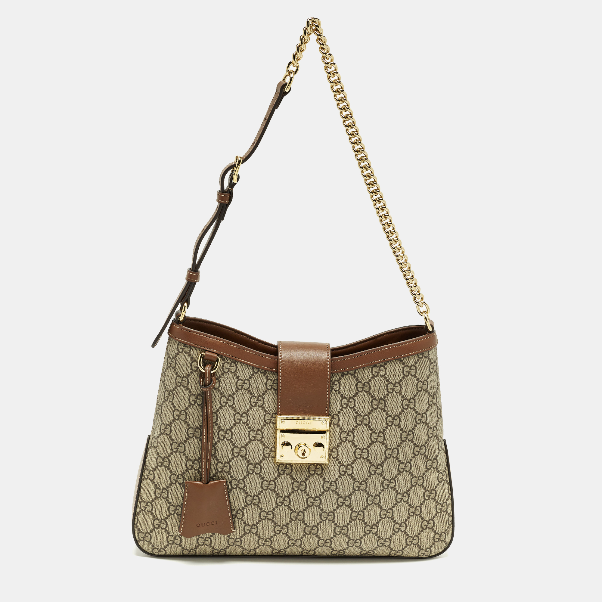 

Gucci Padlock Brown/Beige GG Supreme Canvas and Leather Shoulder Bag
