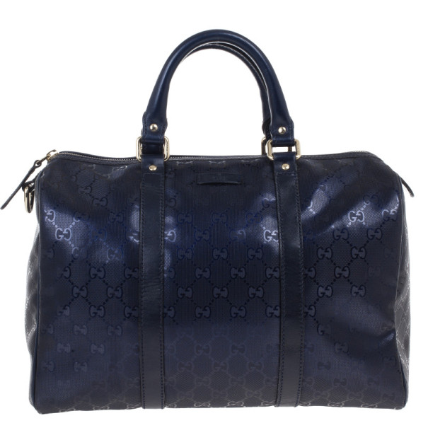 Pre Owned Gucci Blue GG Imprime 'Joy' Medium Boston Bag