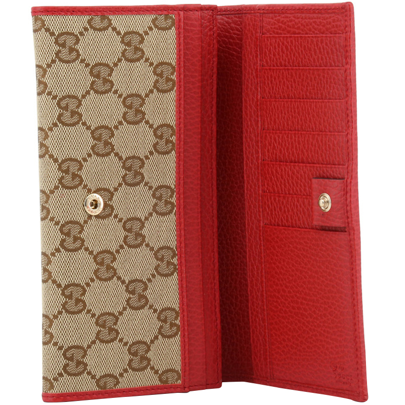 

Gucci Beige/Red GG Canvas and Leather Continental Wallet