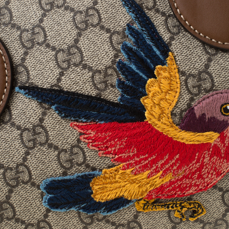 Gucci Brown/Beige GG Supreme Canvas and Leather Limited Edition Small Bird  Boston Bag Gucci