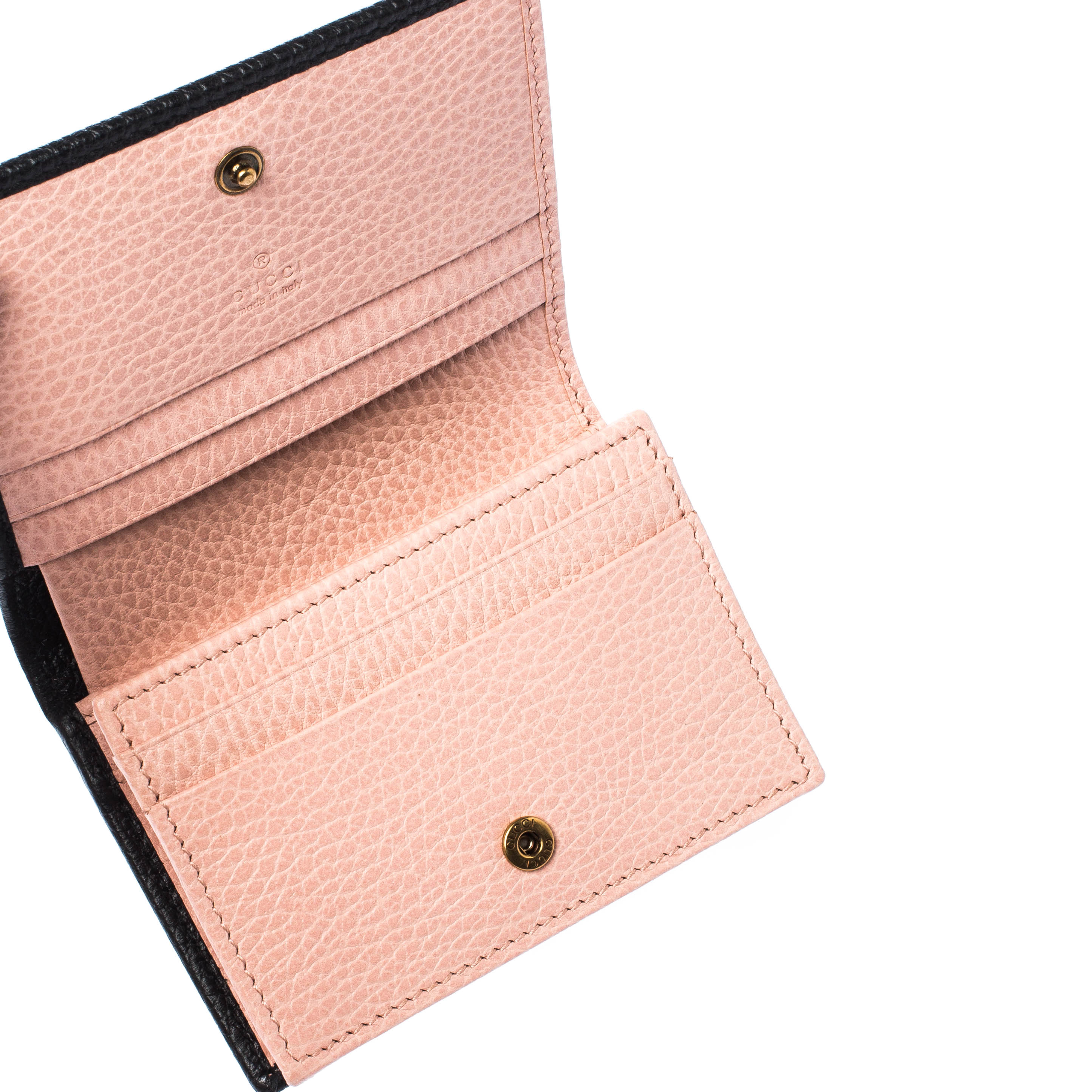 

Gucci Black Leather GG Marmont Bow Card Case