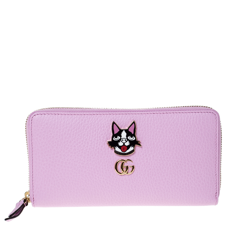 Pre Owned Gucci Light Pink GG Marmount Leather Limited Edition Bosco Zip Around Wallet