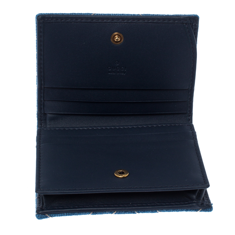 

Gucci Blue Marmont GG Denim Limited Edition Pearl Flap Wallet