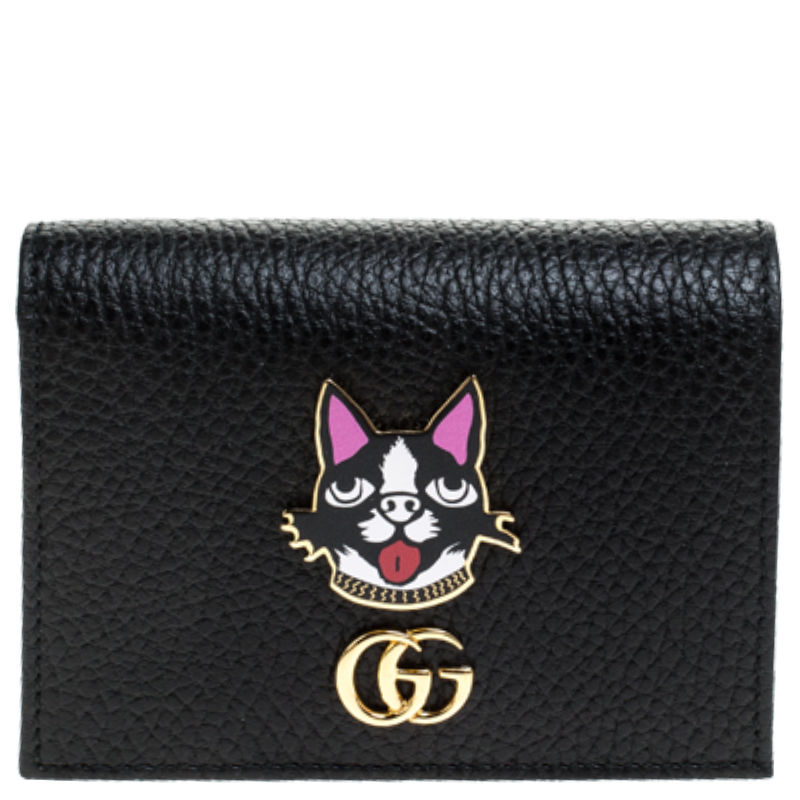 Pre Owned Gucci Black Leather GG Bosco Wallet
