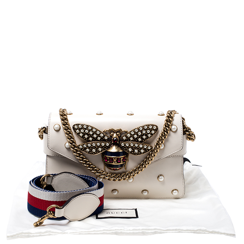 gucci white bag with bee