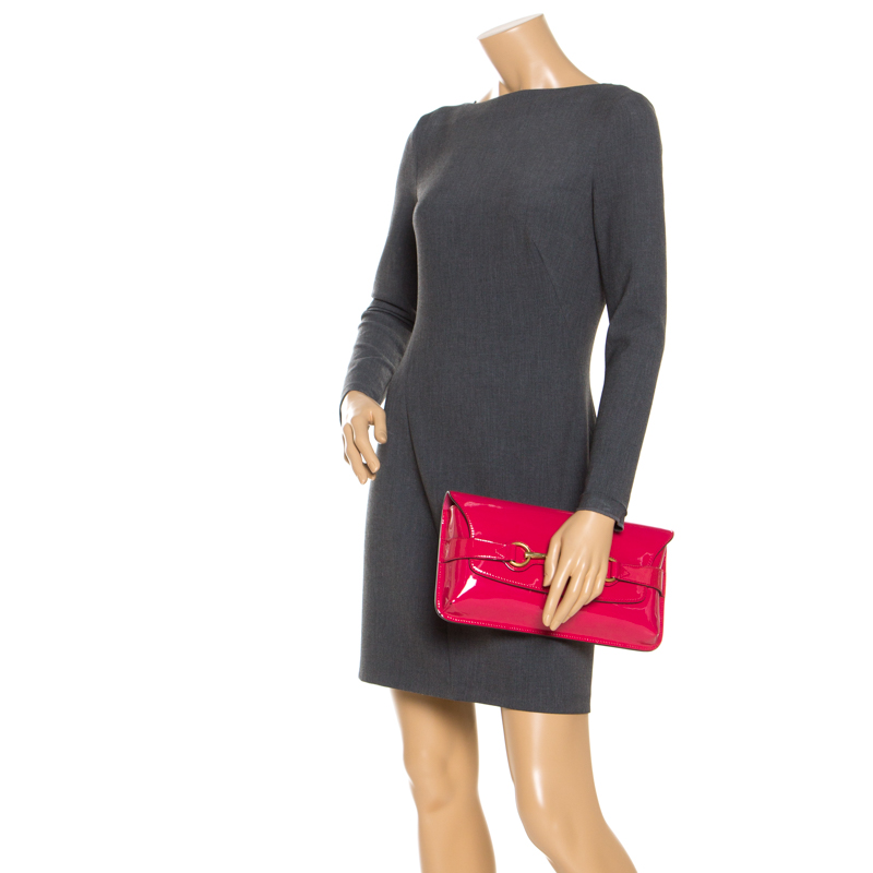 

Gucci Pink Patent Leather Bright Bit Clutch