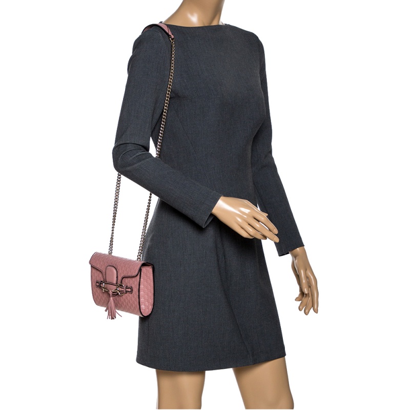 

Gucci Pink Mircoguccissima Leather Mini Emily Chain Shoulder Bag