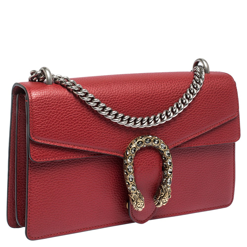 gucci red leather shoulder bolsa