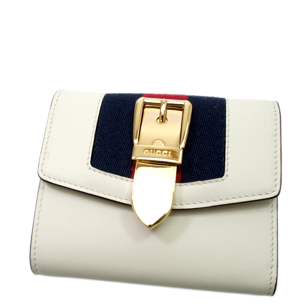 Gucci White Leather Sylvie Small Wallet 