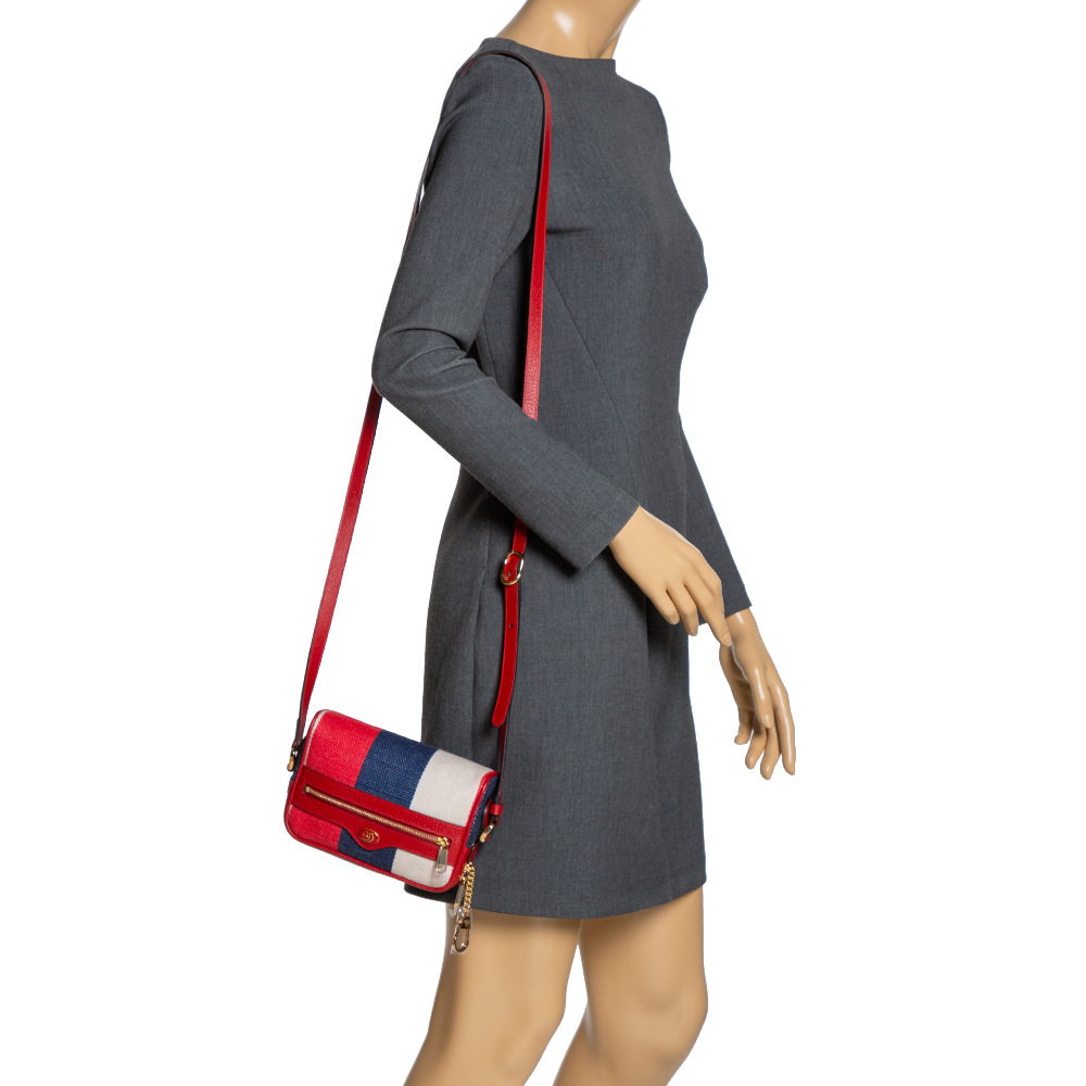 

Gucci Multicolor Stripe Canvas and Leather Mini Sylvie Ophidia Crossbody Bag