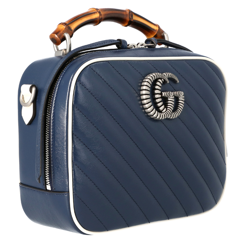 

Gucci Blue Quilted Leather GG Marmont Small Shoulder Bag
