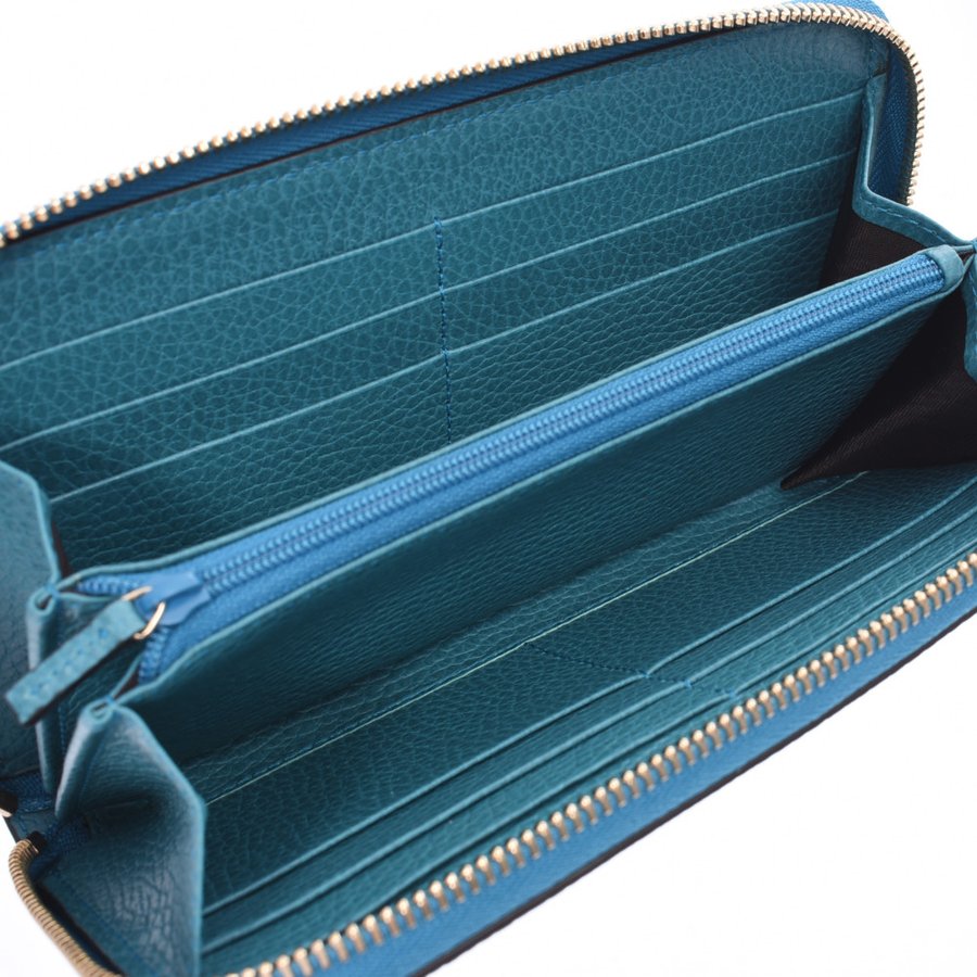 

Gucci Turquoise Blue Leather Round Zipper Wallet