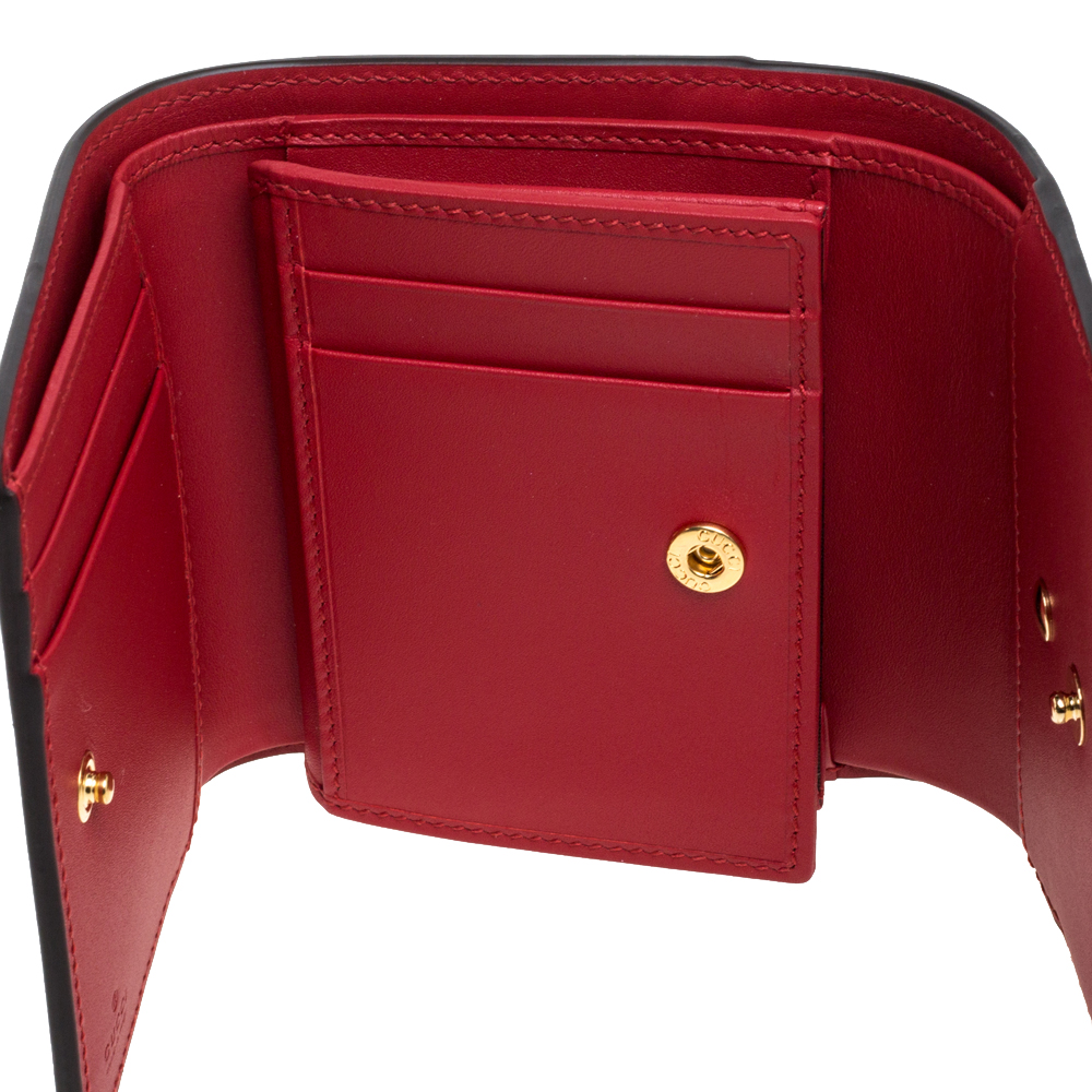 

Gucci Red Leather Sylvie Trifold Wallet