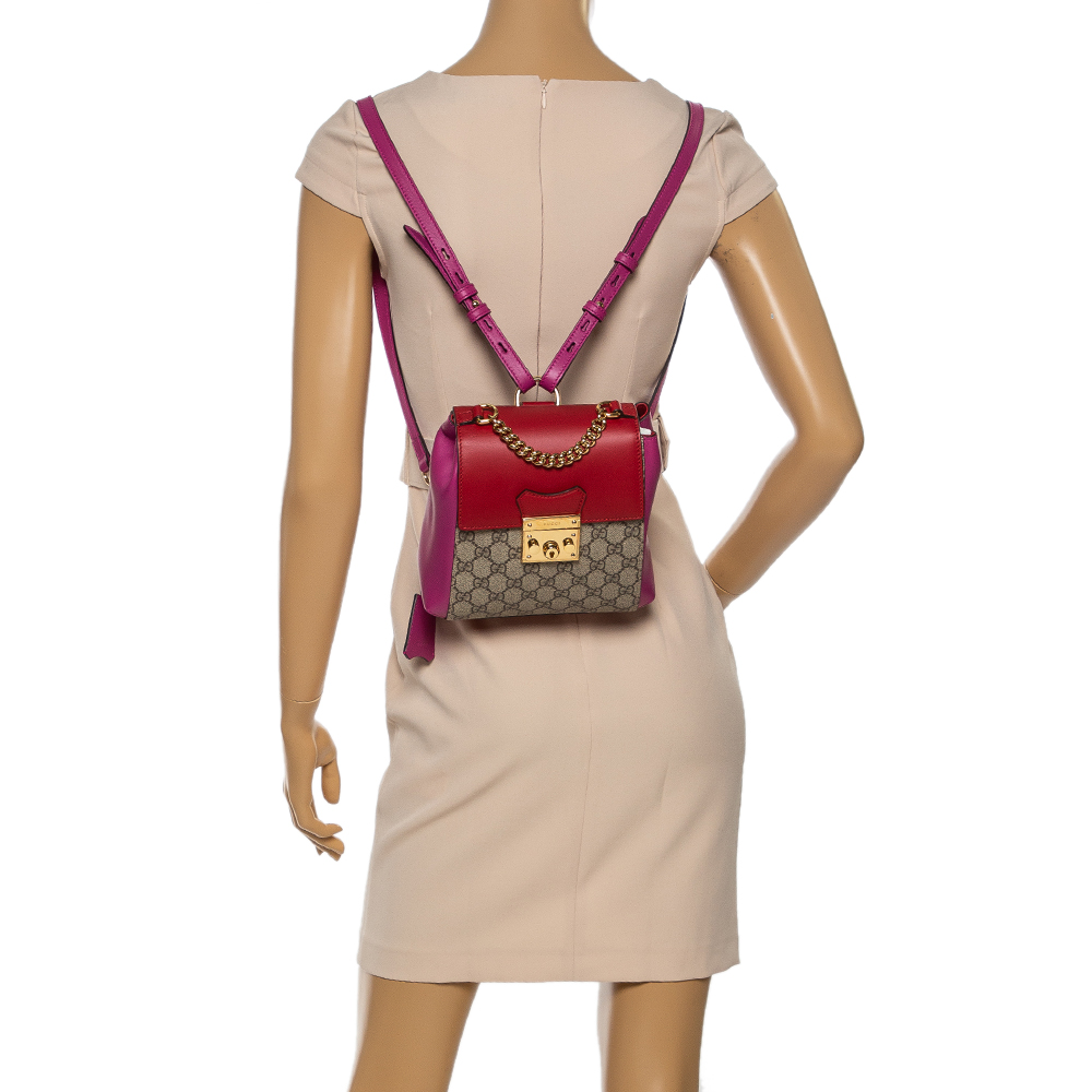 

Gucci Multicolor GG Supreme Canvas and Leather Padlock Backpack