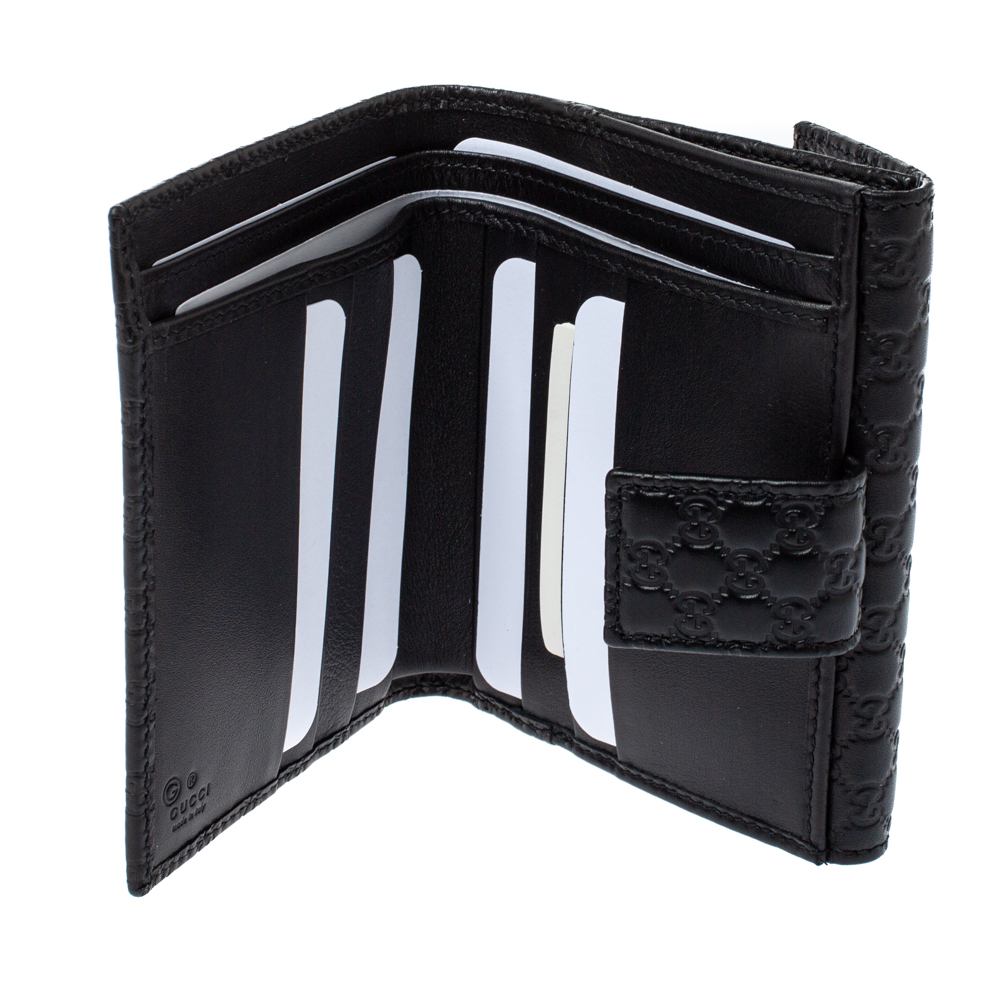 

Gucci Black Microguccissima Leather French Flap Wallet