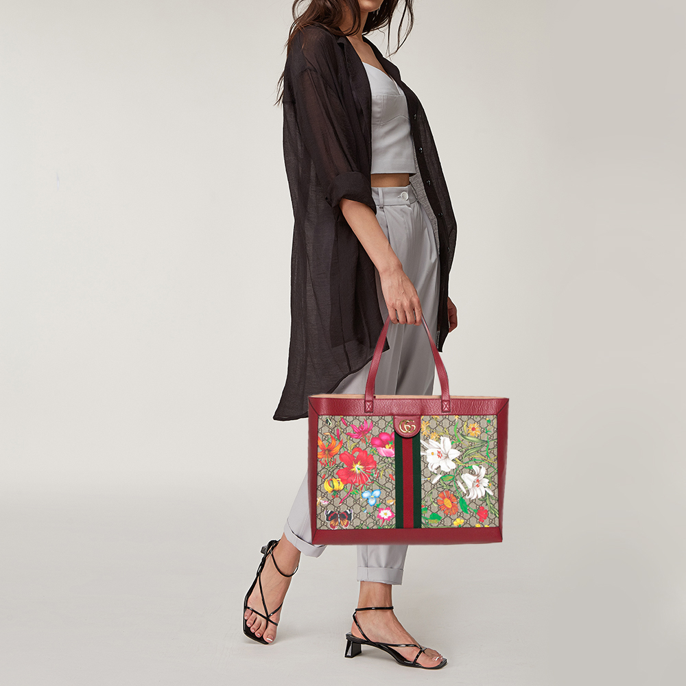 

Gucci Red GG Flora Ophidia Tote