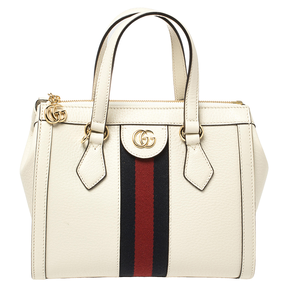 Pre-owned Gucci Off White Leather Small Ophidia Satchel