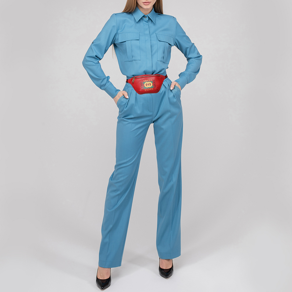 

Gucci Red Leather Small Gucci Print Belt Bag