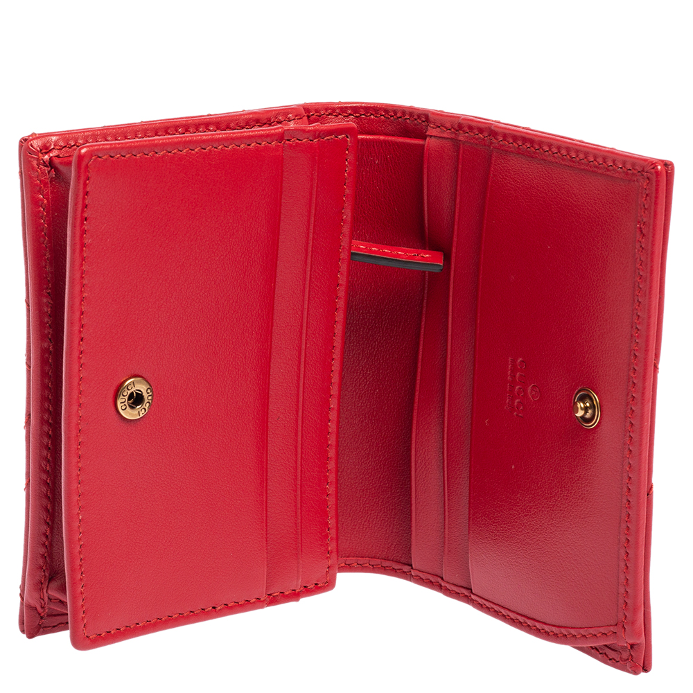 

Gucci Red Matelassé Leather GG Marmont Card Case