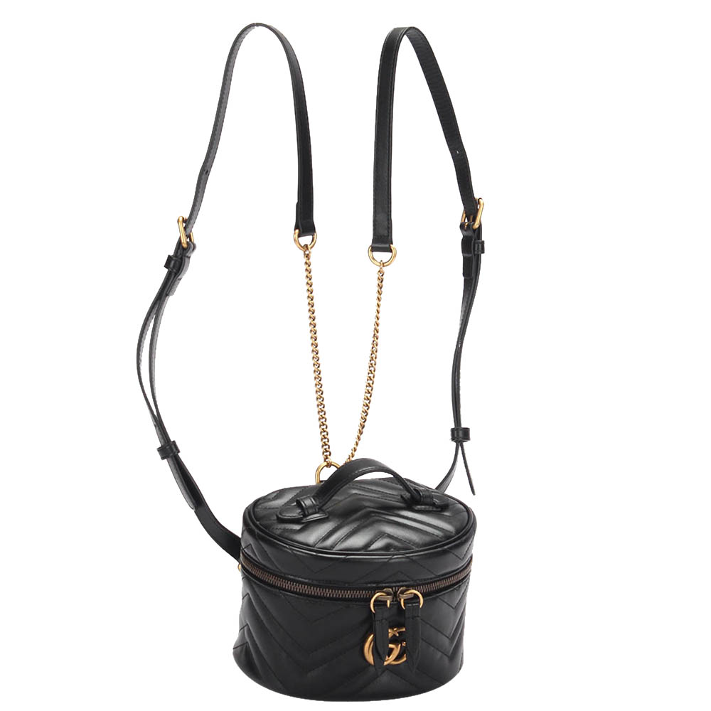 

Gucci Black GG Marmont Leather Round Mini Backpack