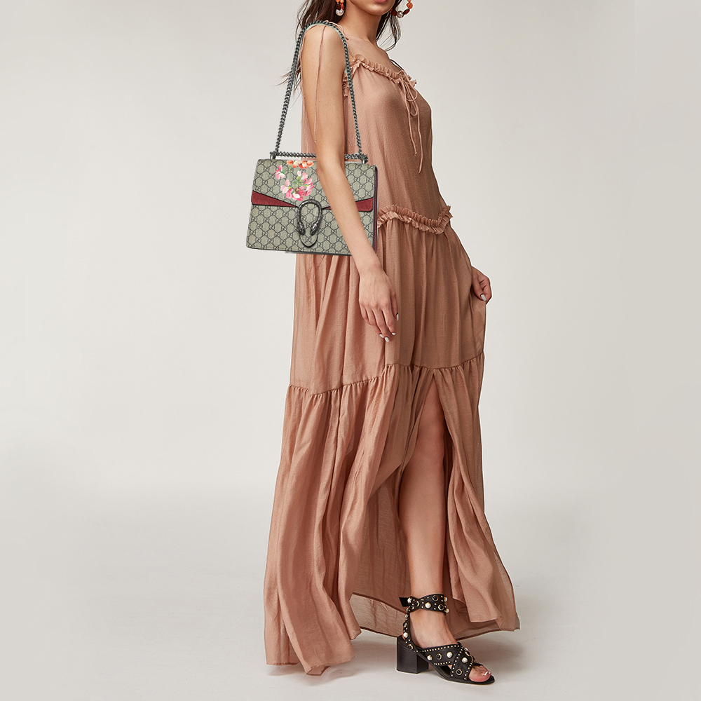 

Gucci Beige/Pink GG Supreme Blooms Canvas and Suede Medium Dionysus Shoulder Bag
