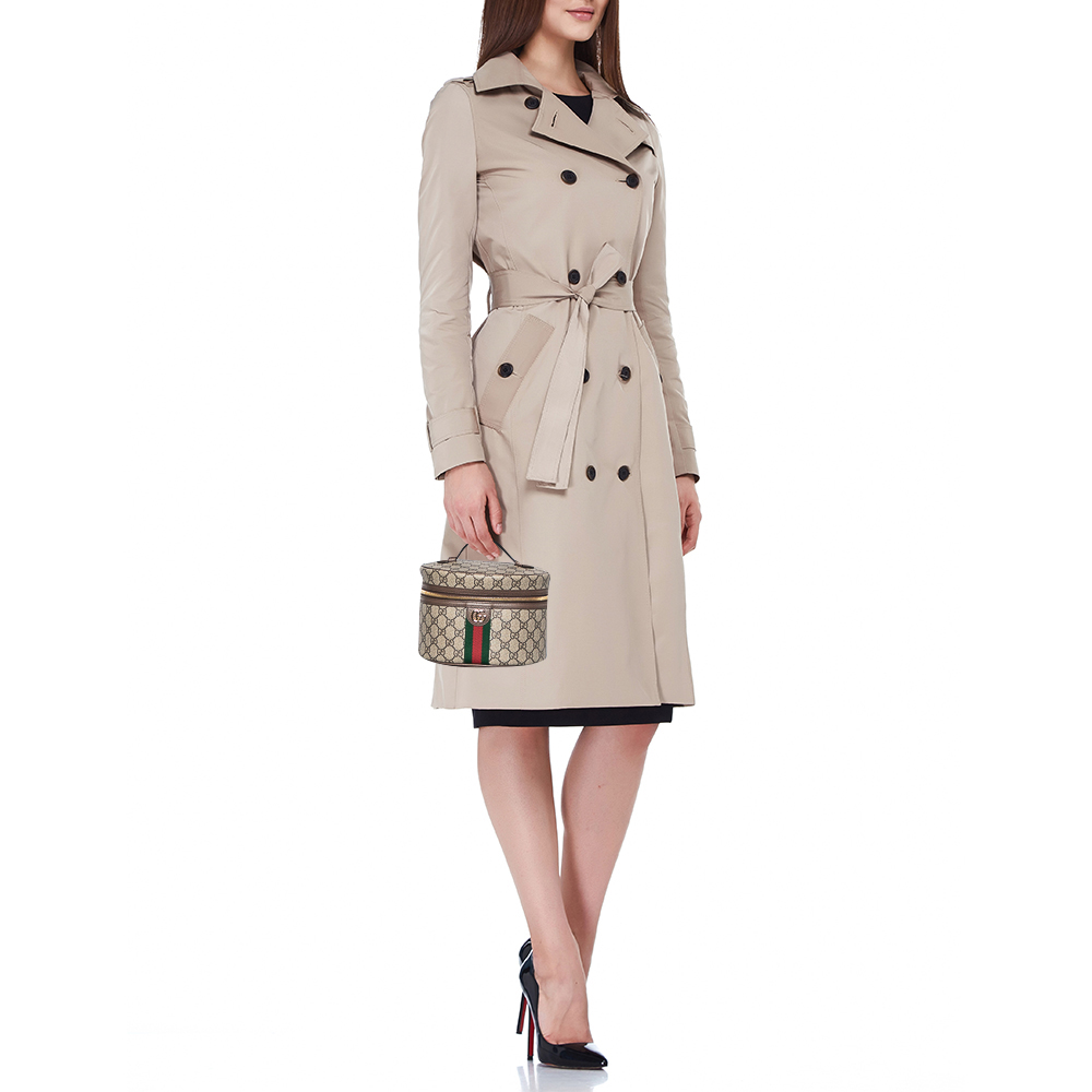 

Gucci Beige/Brown GG Supreme Canvas And Leather Ophidia Cosmetic Bag