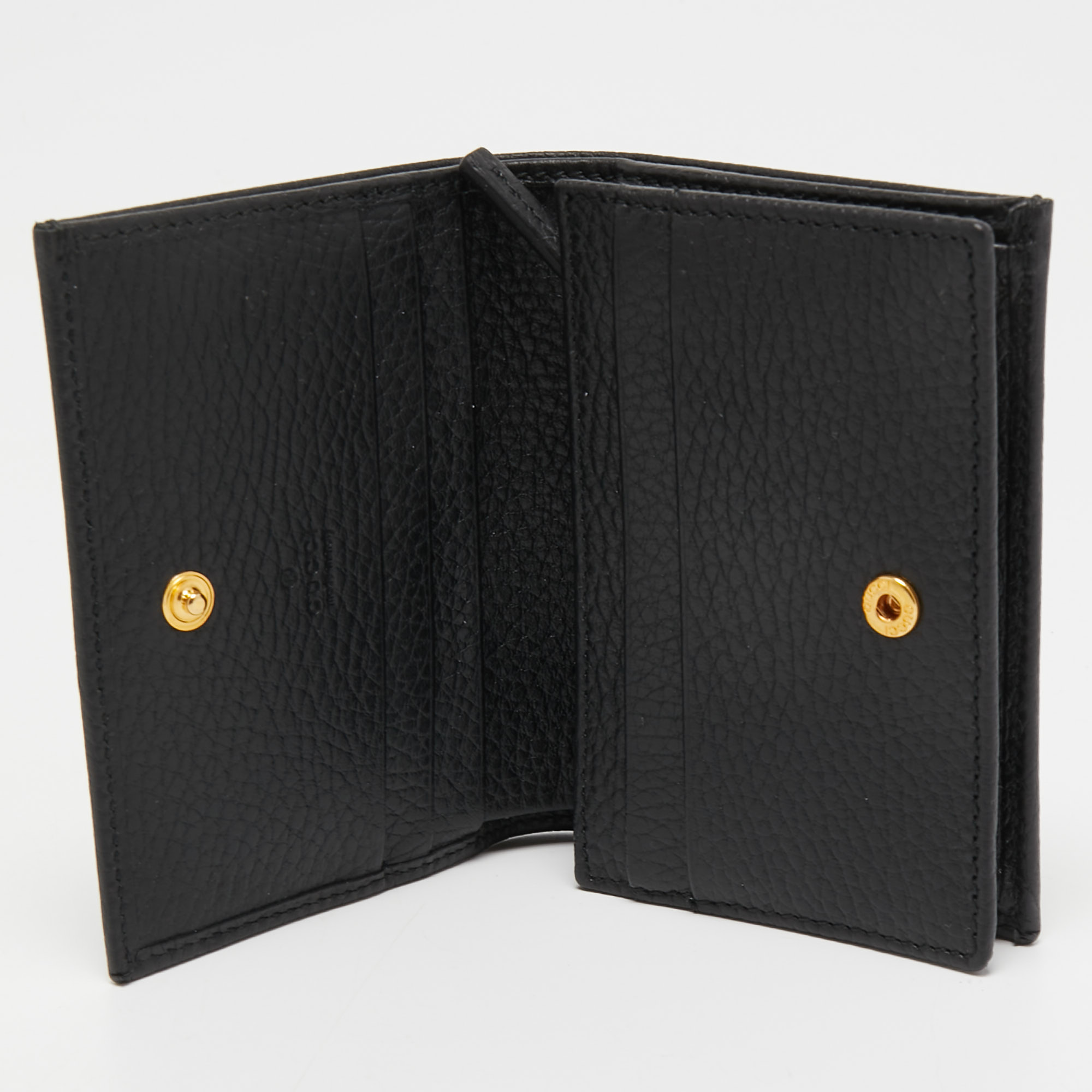 

Gucci Black Leather GG Marmont Flap Card Case