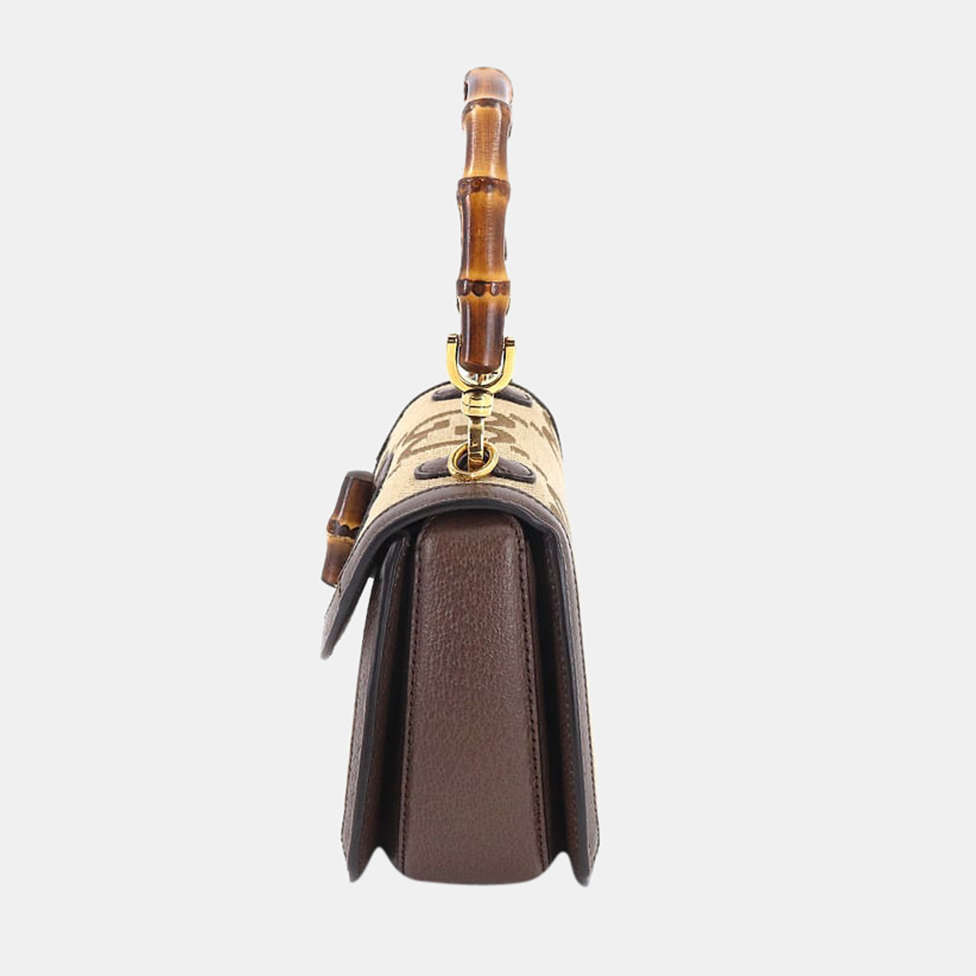 

Gucci Brown Canvas Bamboo 1947 Jumbo GG Small Top Handle Bag