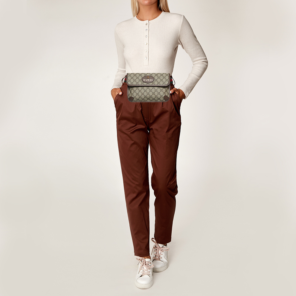 

Gucci Brown GG Supreme Canvas and Leather Neo Vintage Web Belt Bag