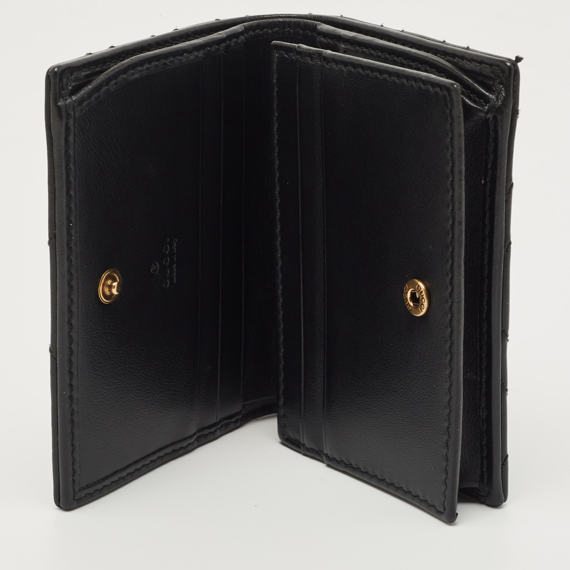 

Gucci Black Matelassé Leather GG Marmont Card Case