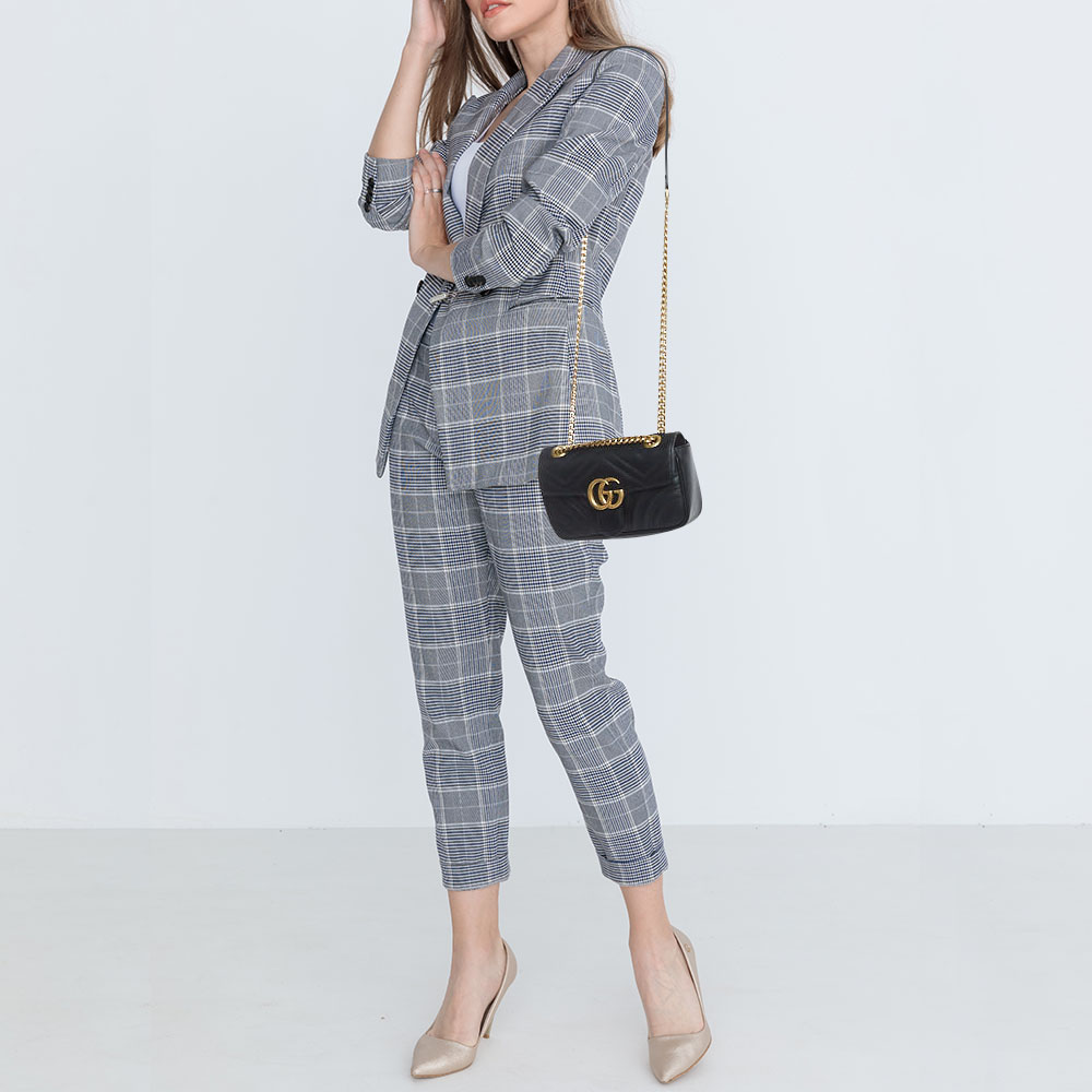 

Gucci Black Matelassé Leather Mini GG Marmont Shoulder Bag