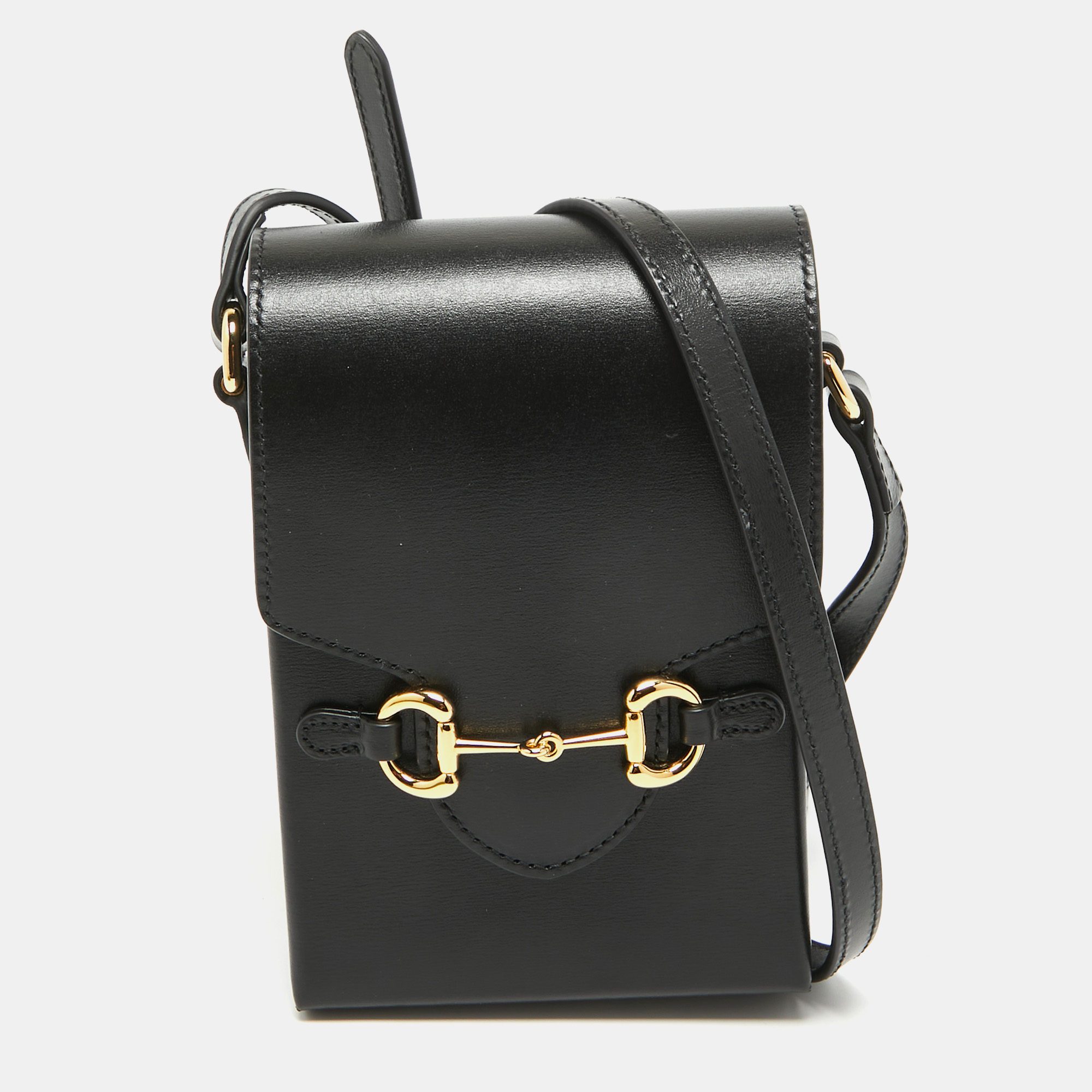 

Gucci Black Leather Horsebit 1955 Mini Crossbody Bag