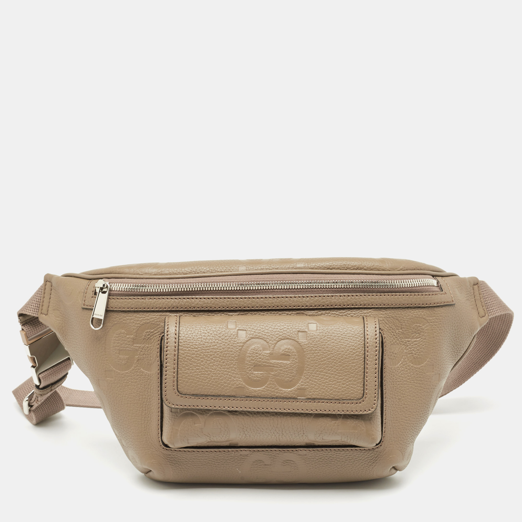 

Gucci Beige GG Emblematic Jumbo Leather Belt Bag
