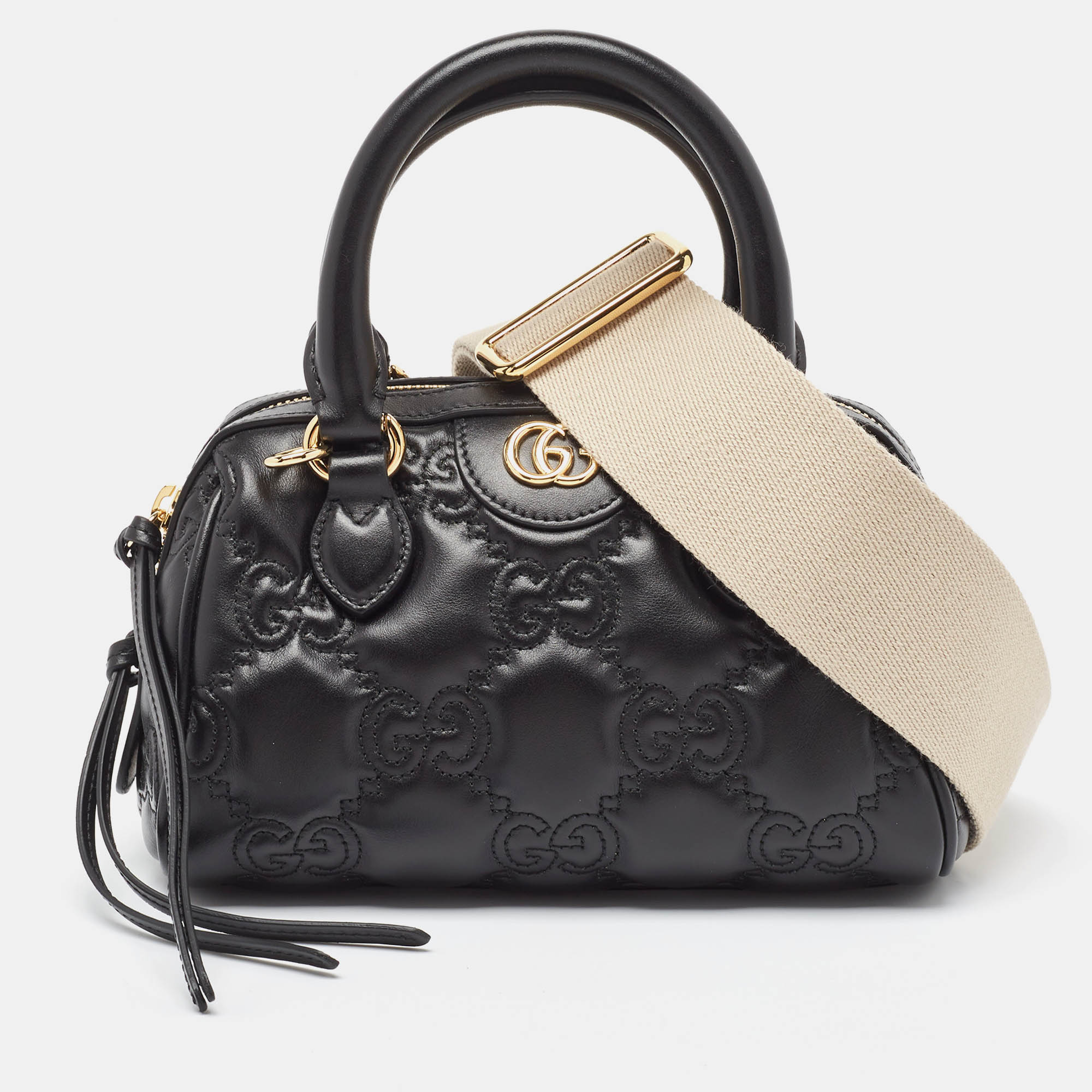 

Gucci Black GG Matelasse Leather Mini Bowler Bag