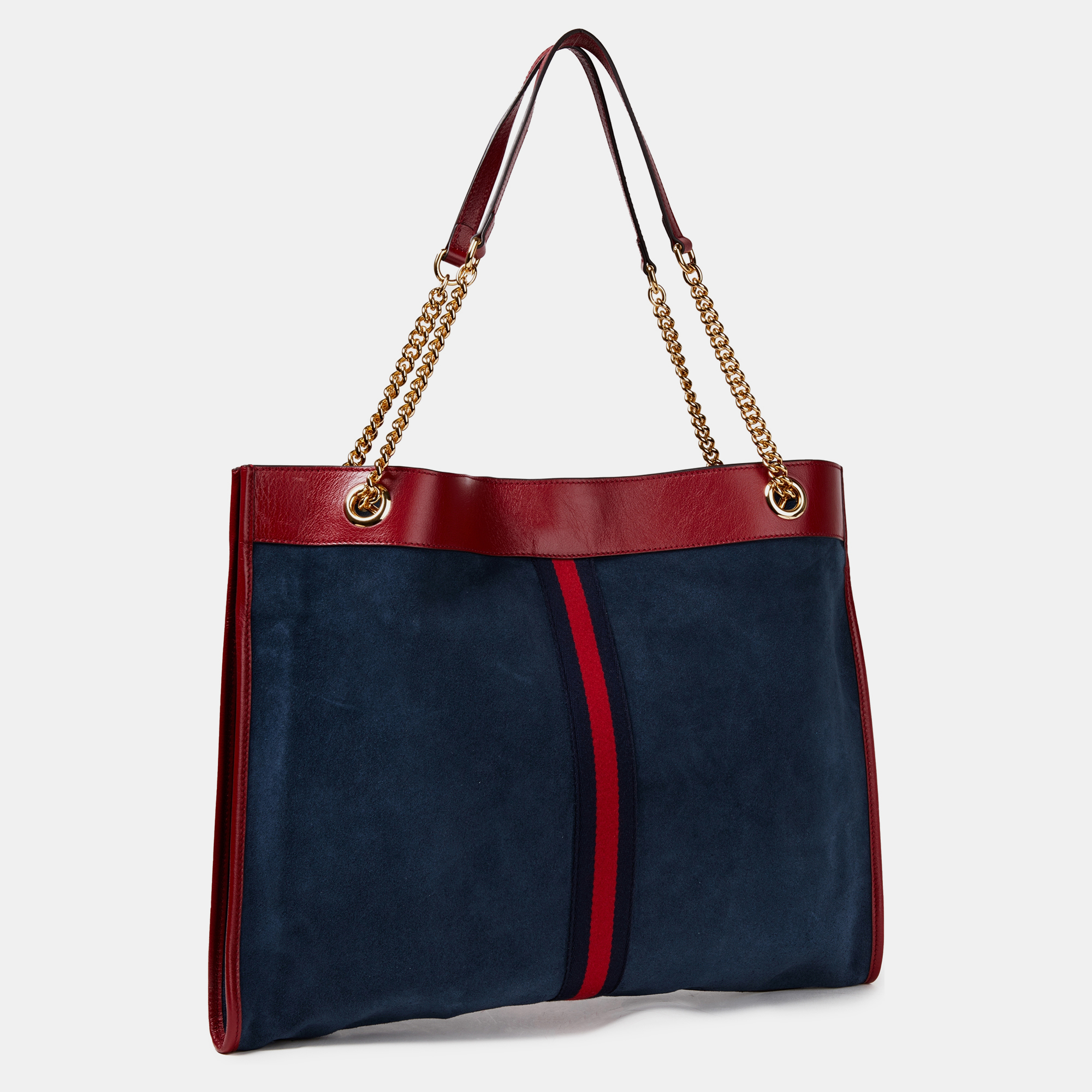 

Gucci Suede & Leather Embellished Tote, Blue