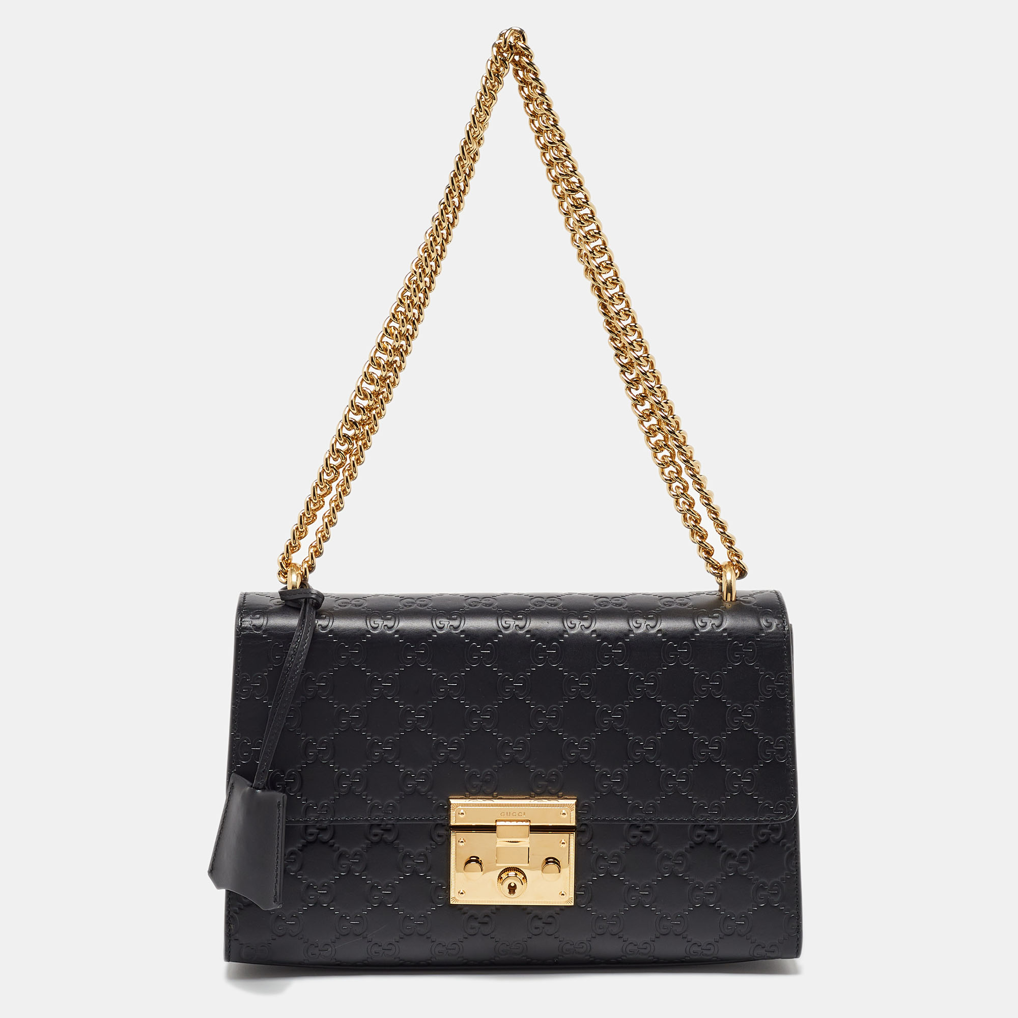 

Gucci Black Guccissima Leather Medium Padlock Shoulder Bag