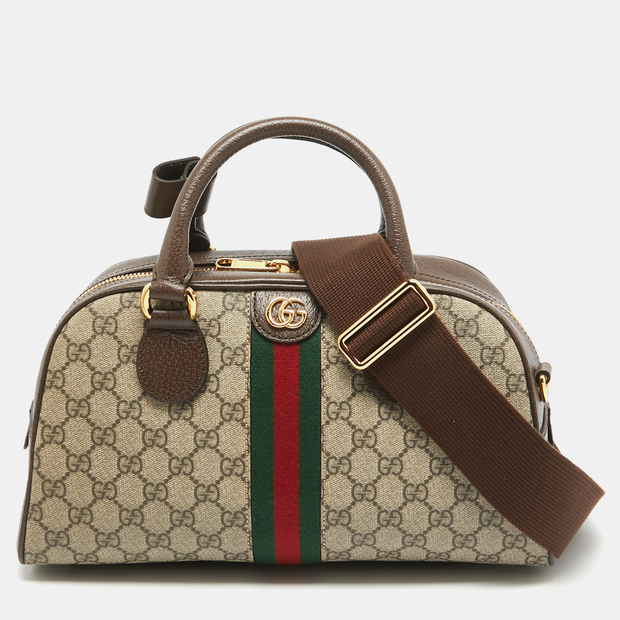 

Gucci Brown/Beige GG Canvas and Leather  Ophidia Satchel