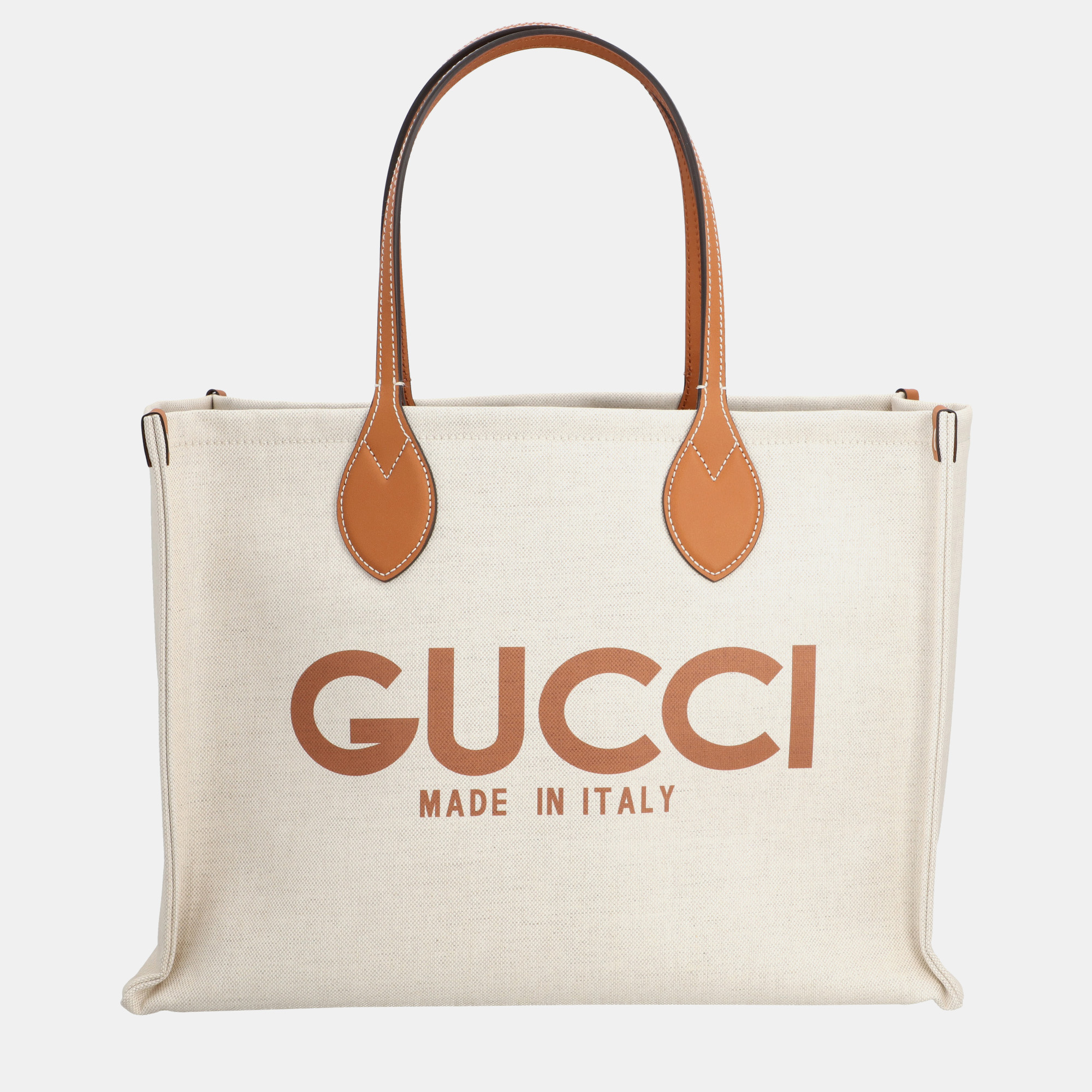 

Gucci Beige/Brown Canvas and Leather Gucci Logo Tote Bag