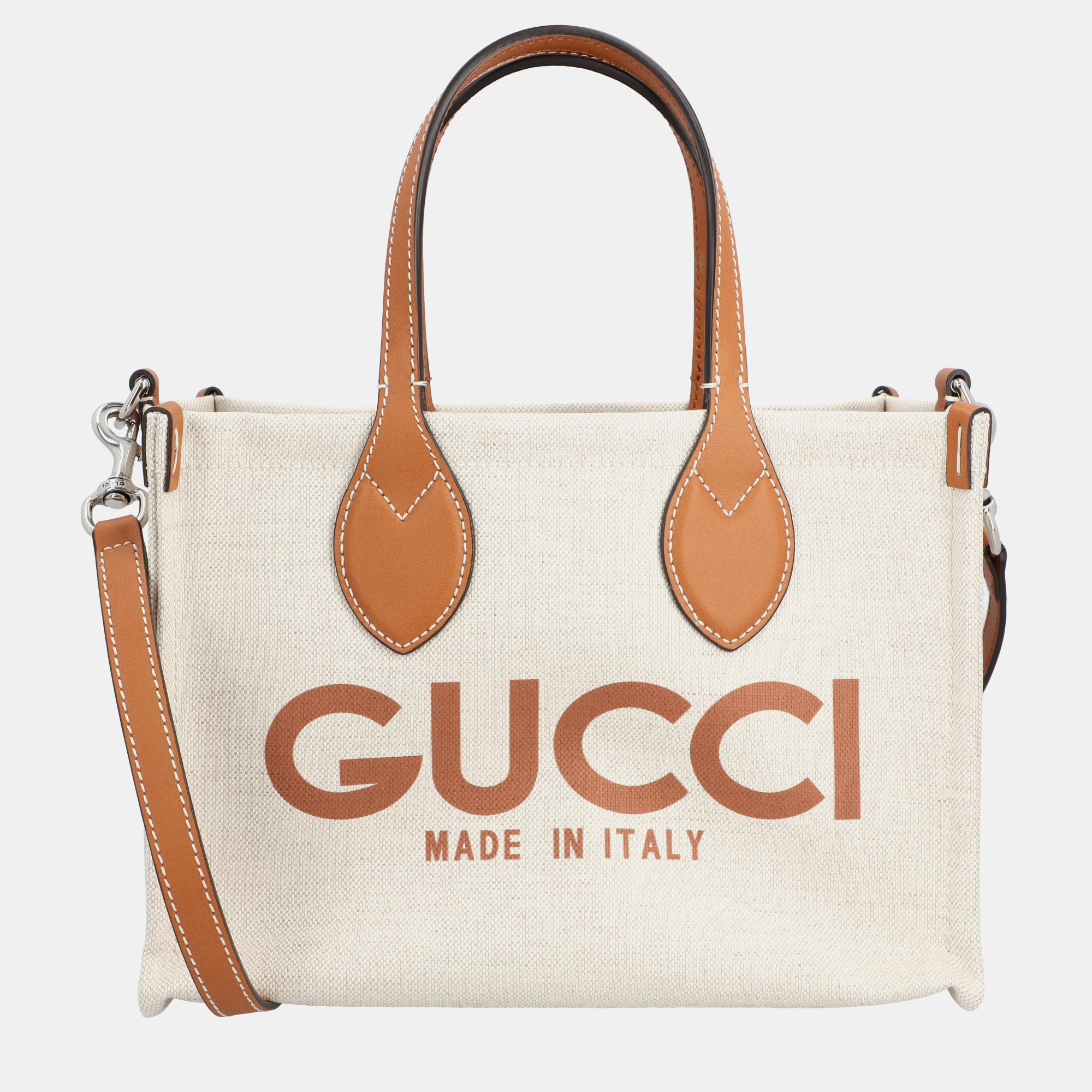 

Gucci Beige Canvas and Leather Gucci Logo Mini Tote Bag