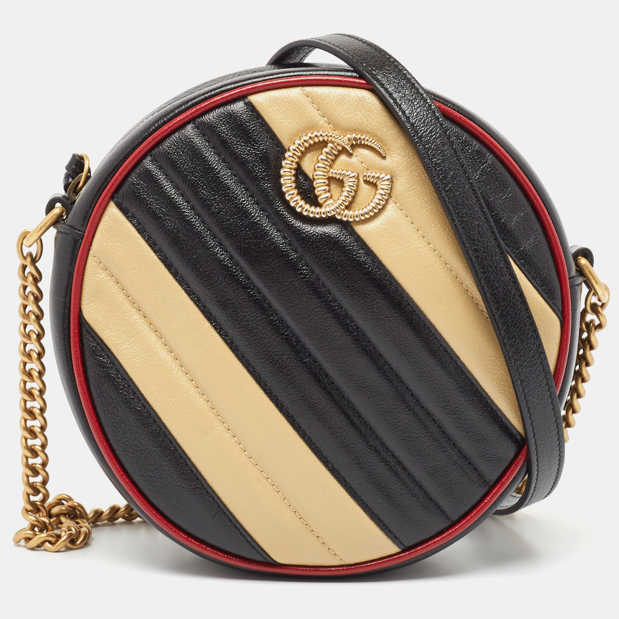 

Gucci Multicolor Matelassé Leather Mini Torchon GG Marmont Round Shoulder Bag