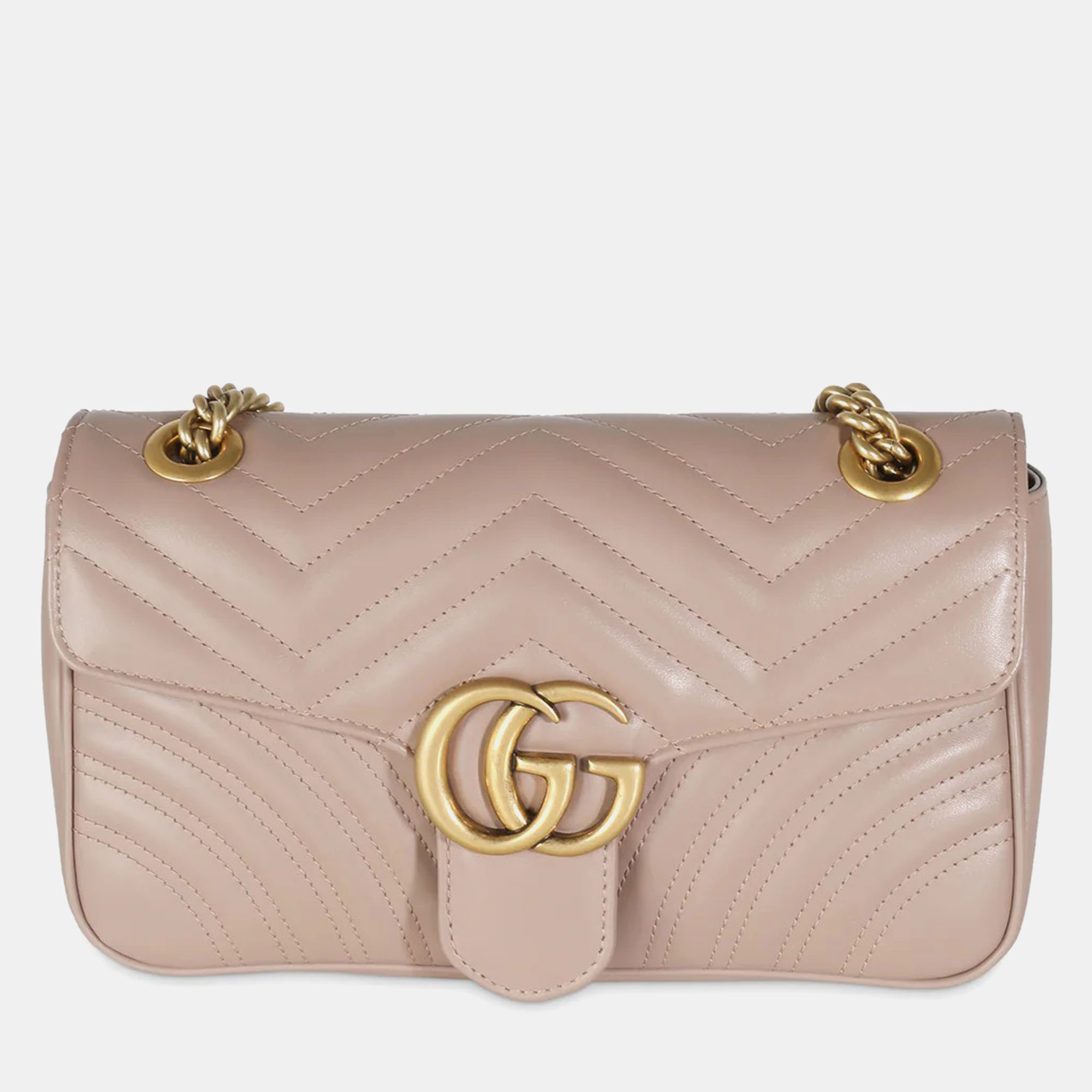

Gucci Dusty Pink Calfskin Leather Small GG Marmont Chain Shoulder Bag