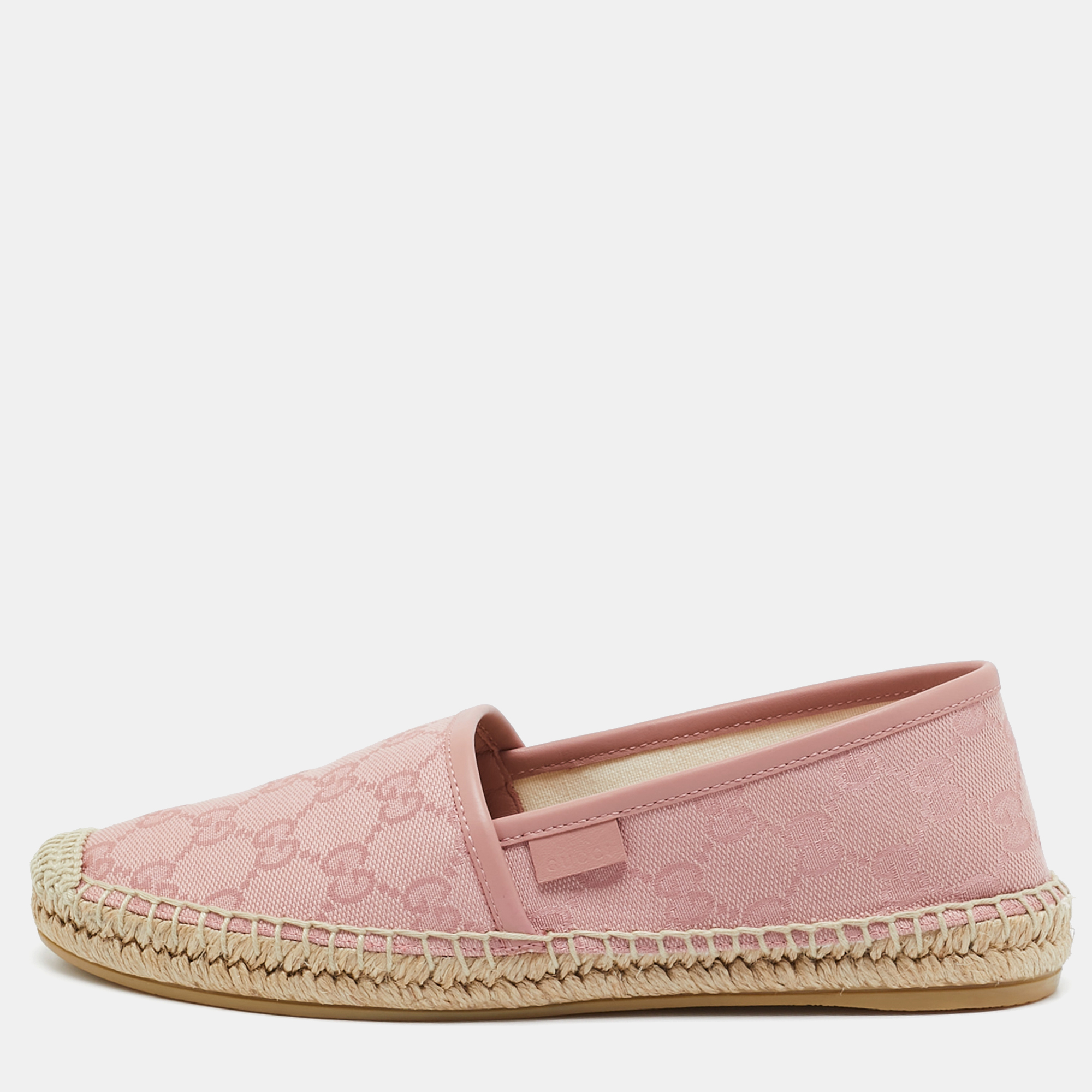 

Gucci Pink GG Canvas and Leather Espadrilles Flats Size