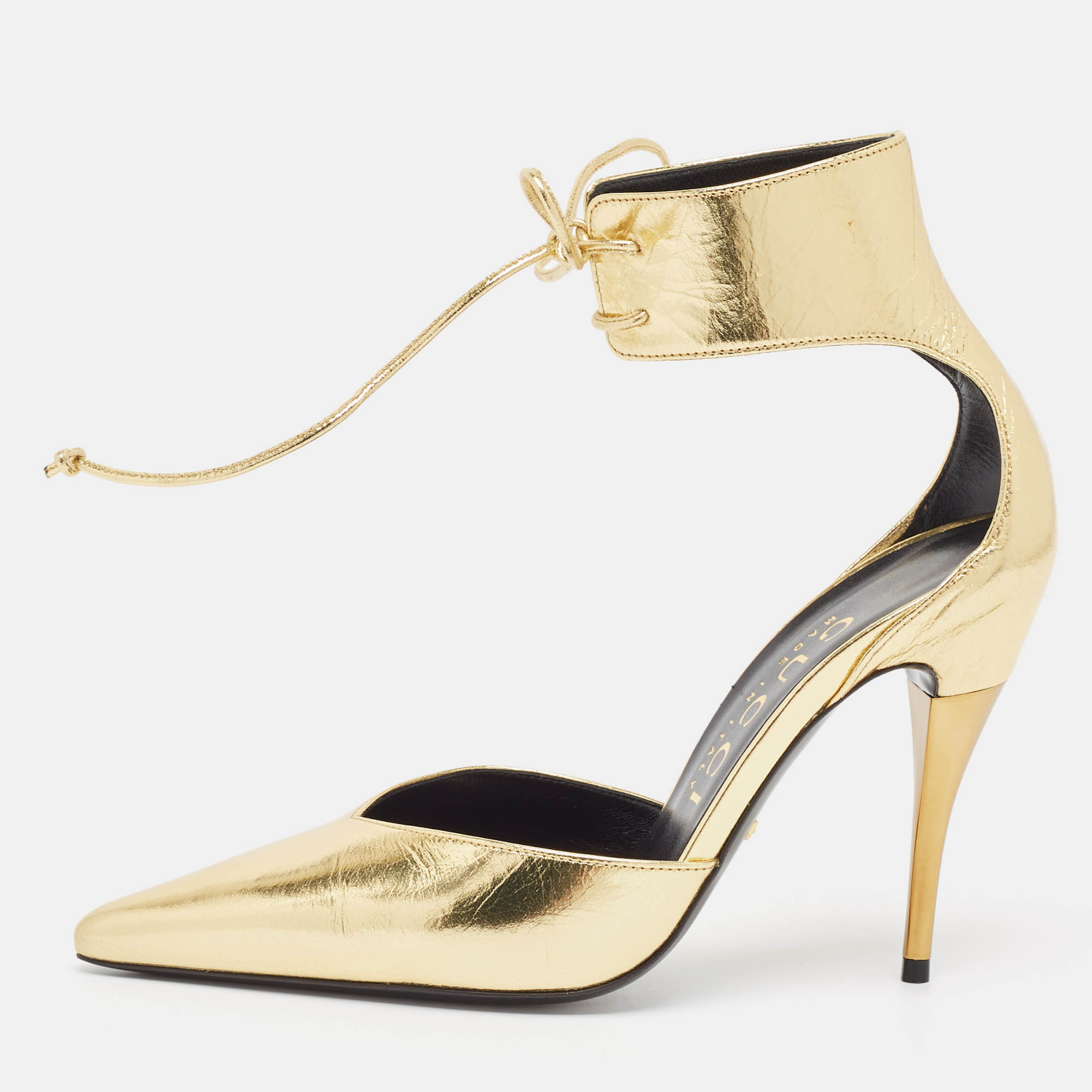 

Gucci Metallic Gold Leather Priscilla Pumps Size