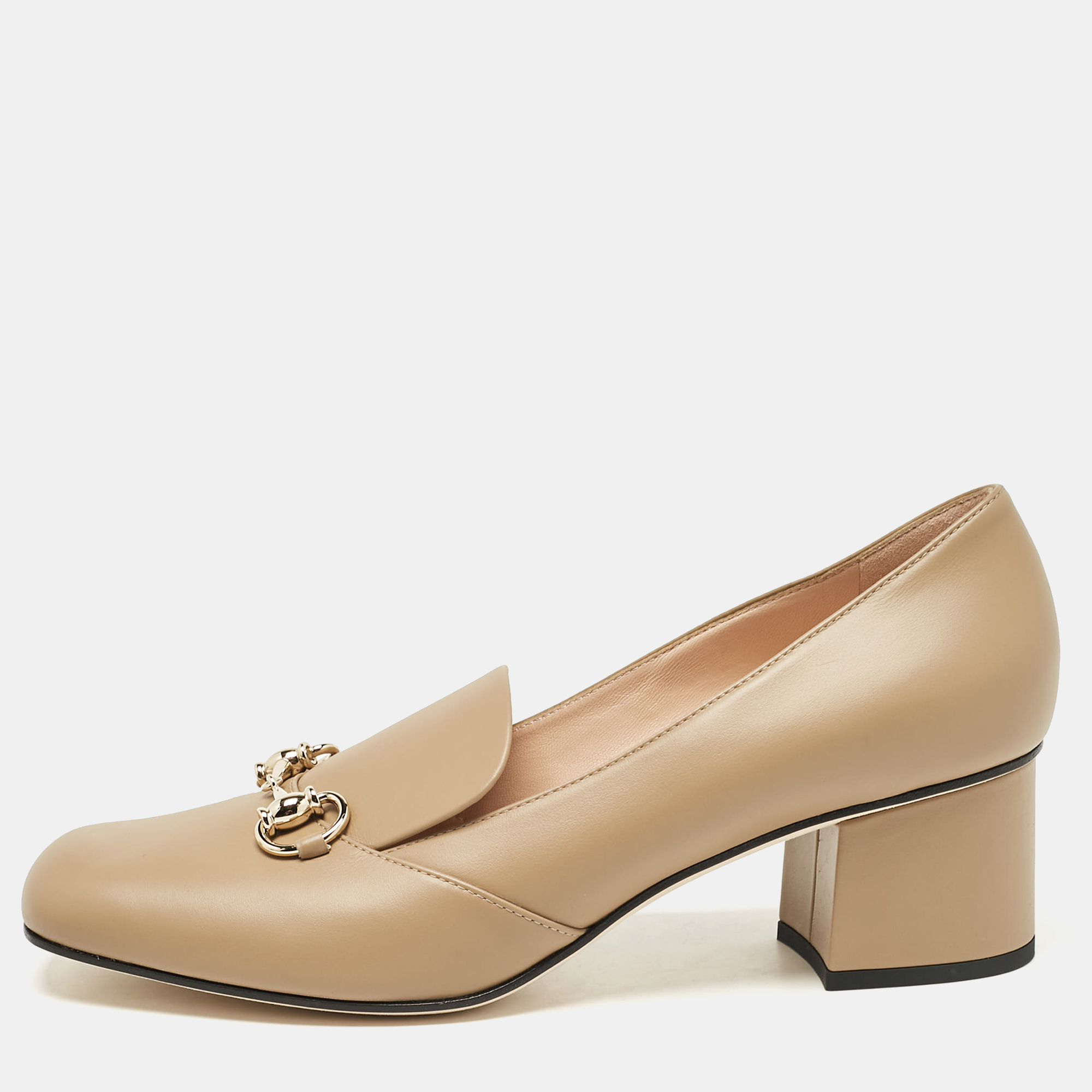 

Gucci Beige Leather Horsebit Loafer Pumps Size