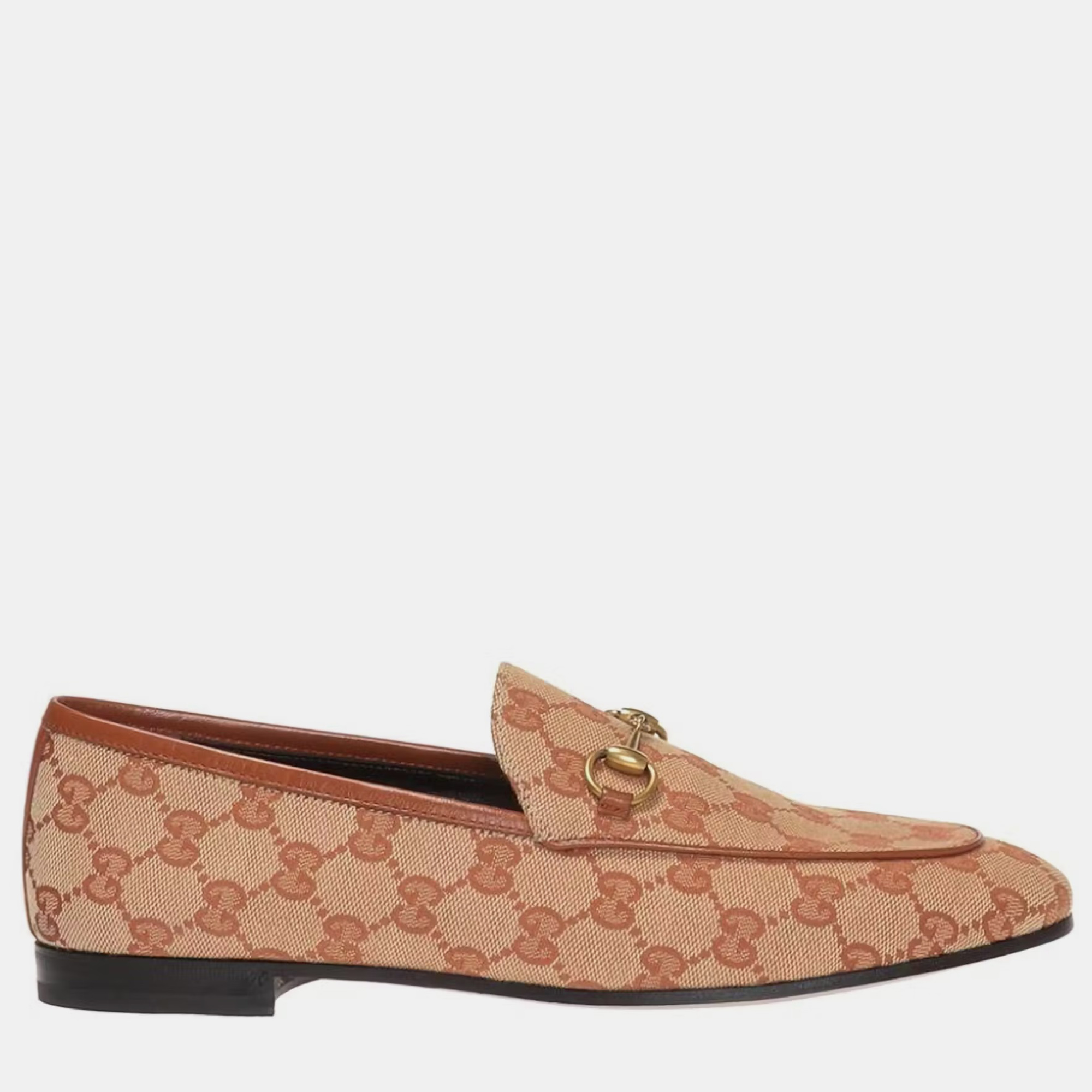 

Gucci Brown GG Supreme Canvas Jordaan Loafers EU