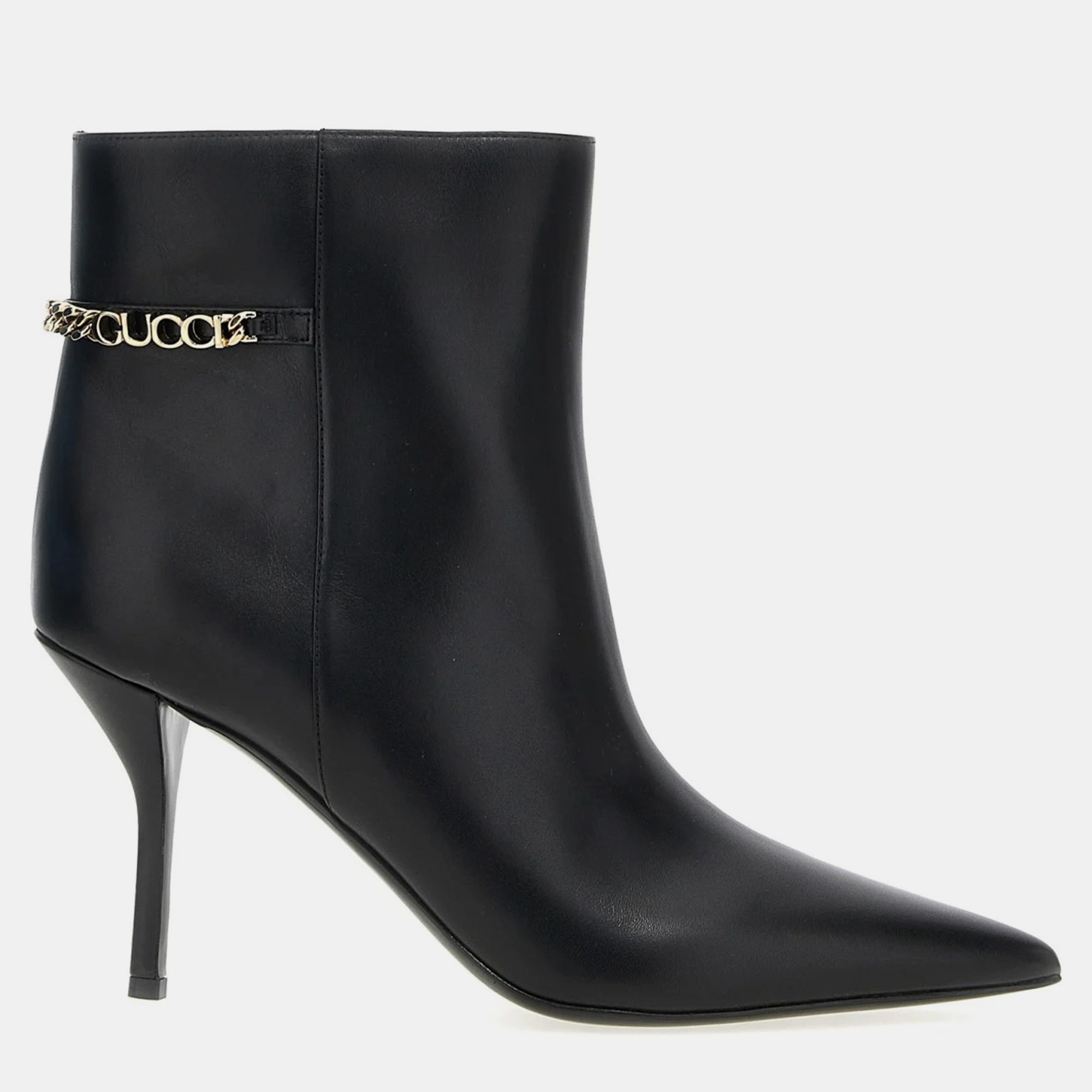 

Gucci Black Leather Gucci Signoria' Ankle Boots EU